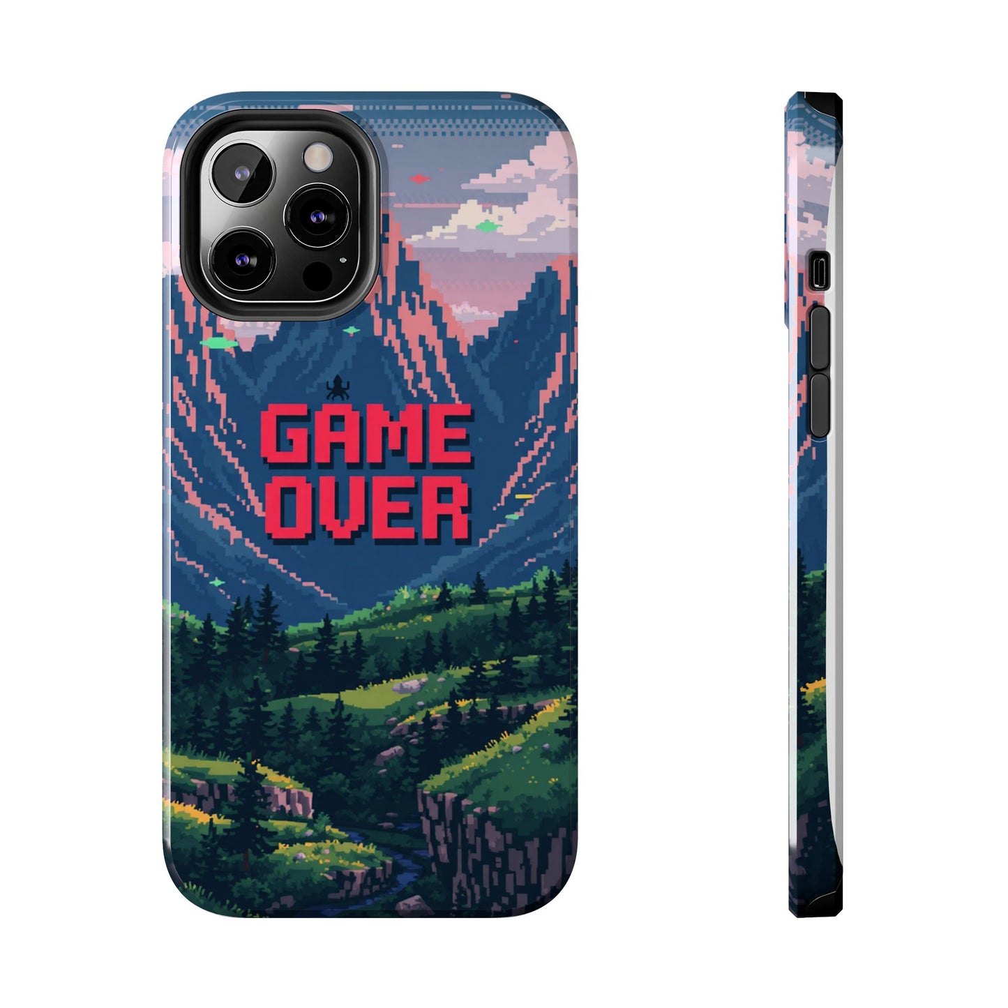 Pixel Art Tough Phone Case - 'Game Over' Design for Gamers