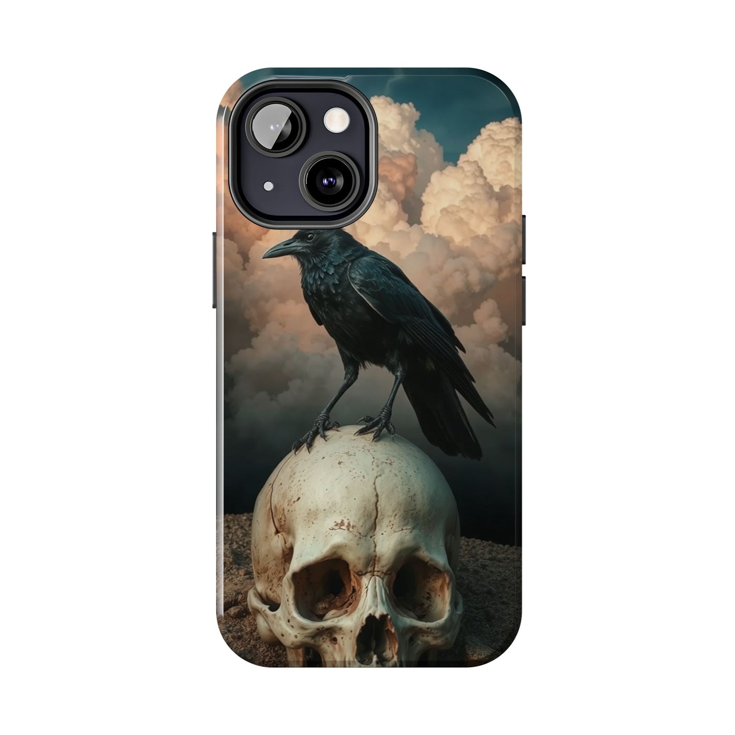 Gothic Raven Skull Tough Phone Case - Unique Protective Cover for Halloween Lovers