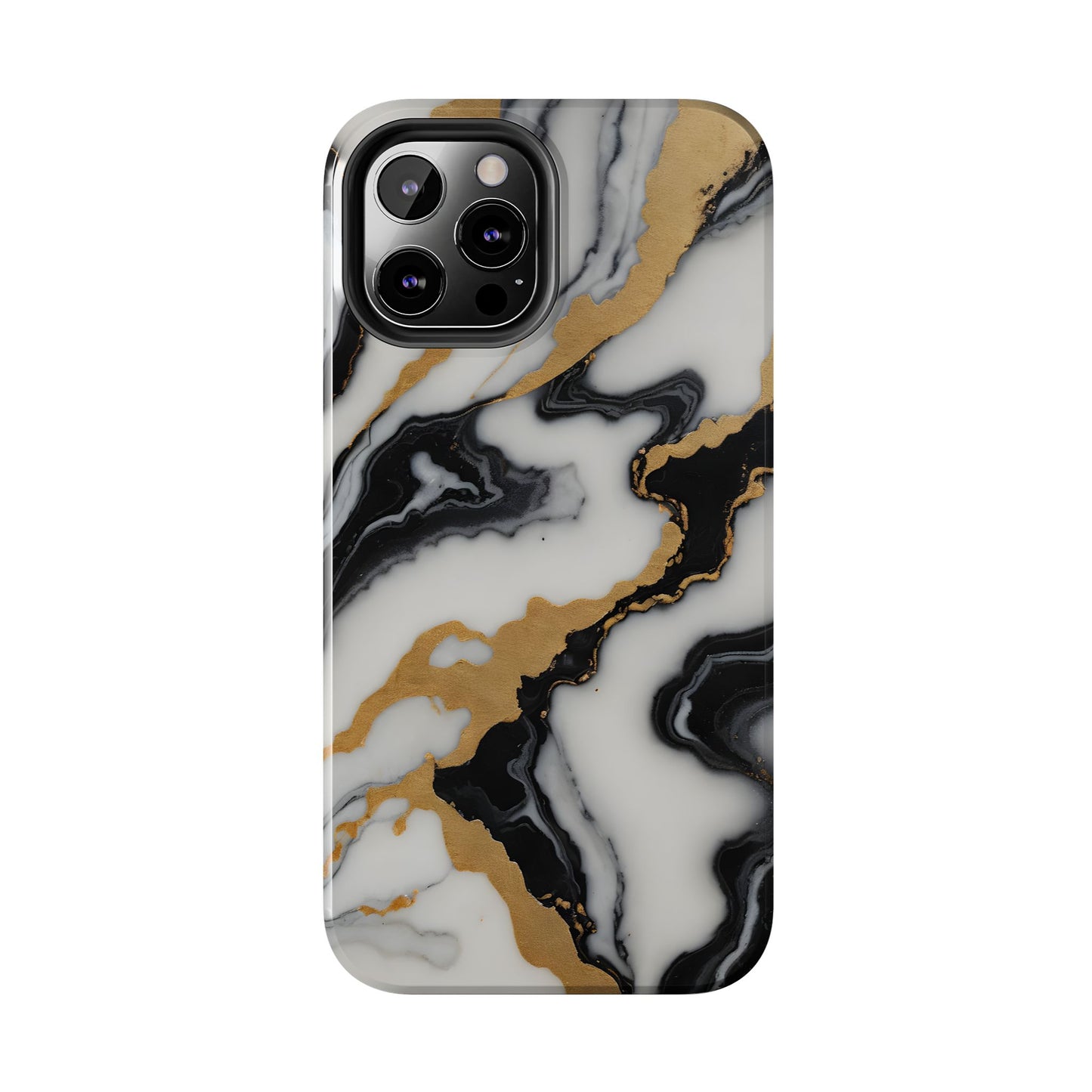 Elegant Gold Marble Tough Phone Case - Stylish Protection for Your iPhone