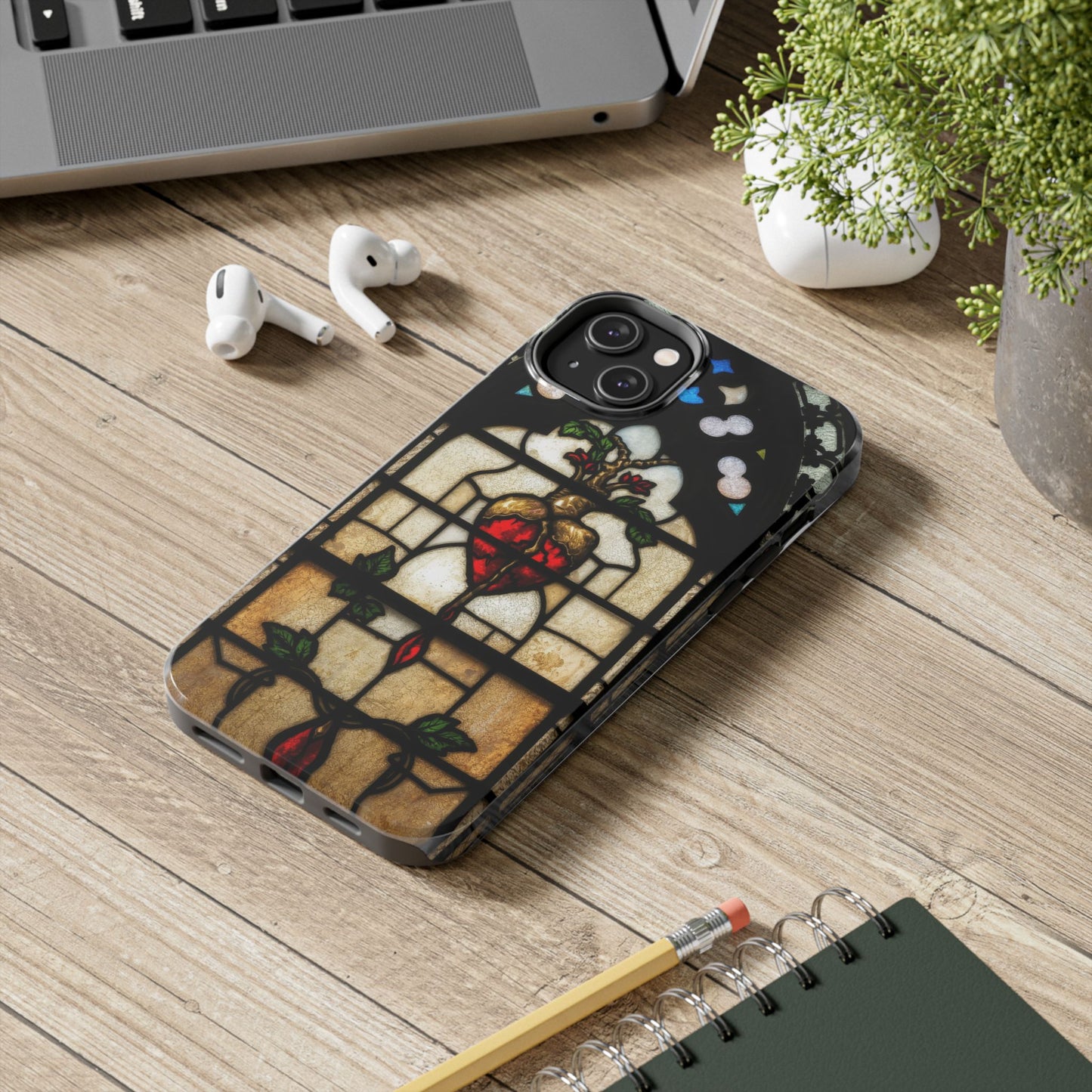 Stained Glass Heart Tough Phone Case - Unique Design for Protection & Style