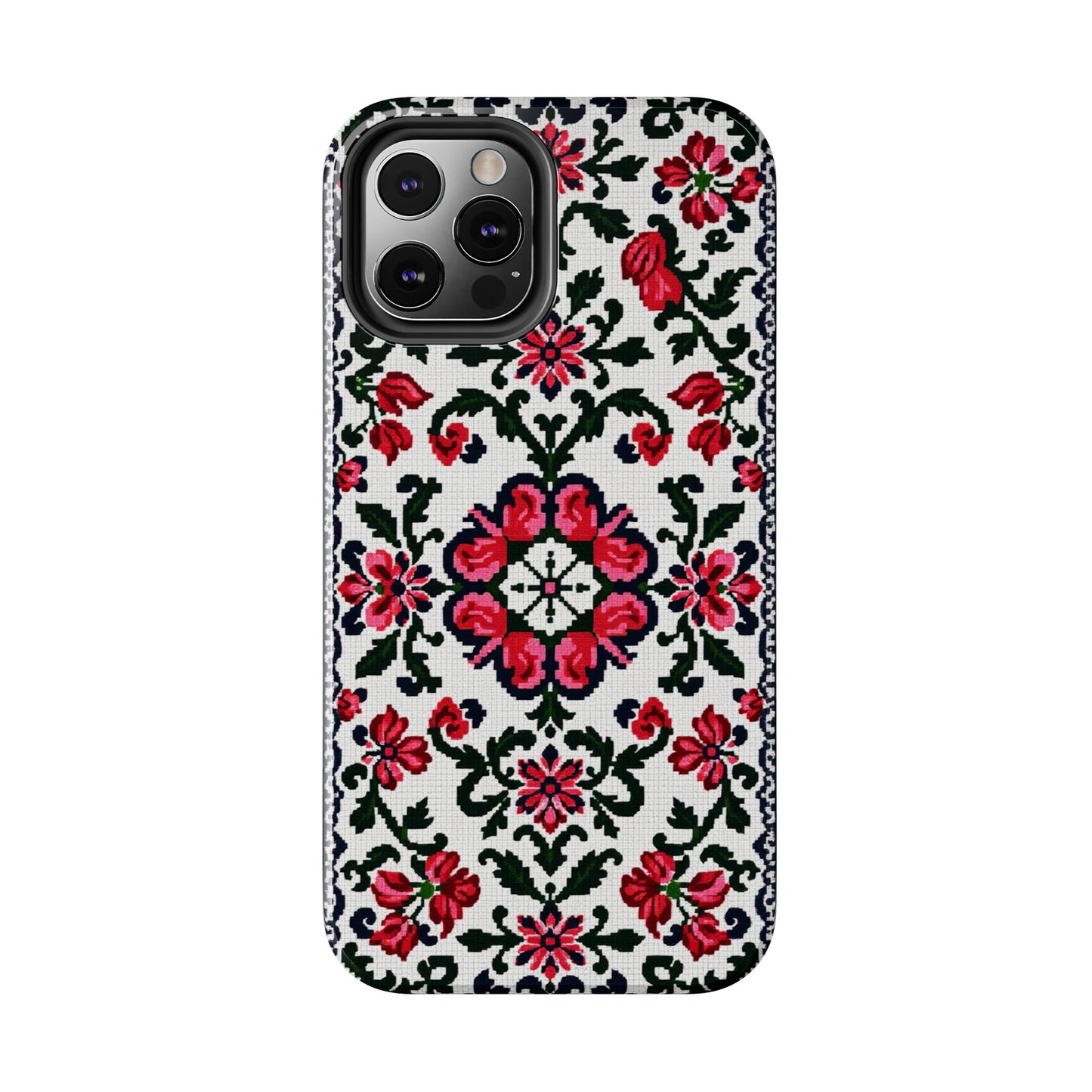 Traditional Knit Floral Design | Tough Phone Case - Durable Protection for iPhone