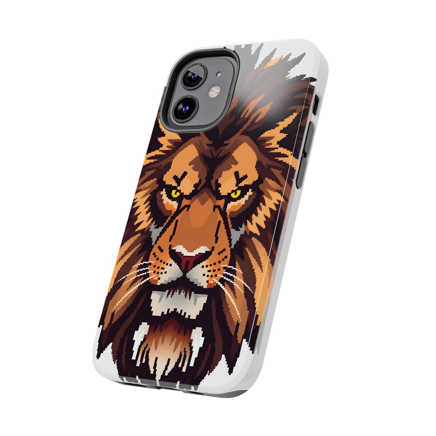 Fierce Pixelated Lion Tough Phone Case - Durable Design for Animal Lovers - for iPhone