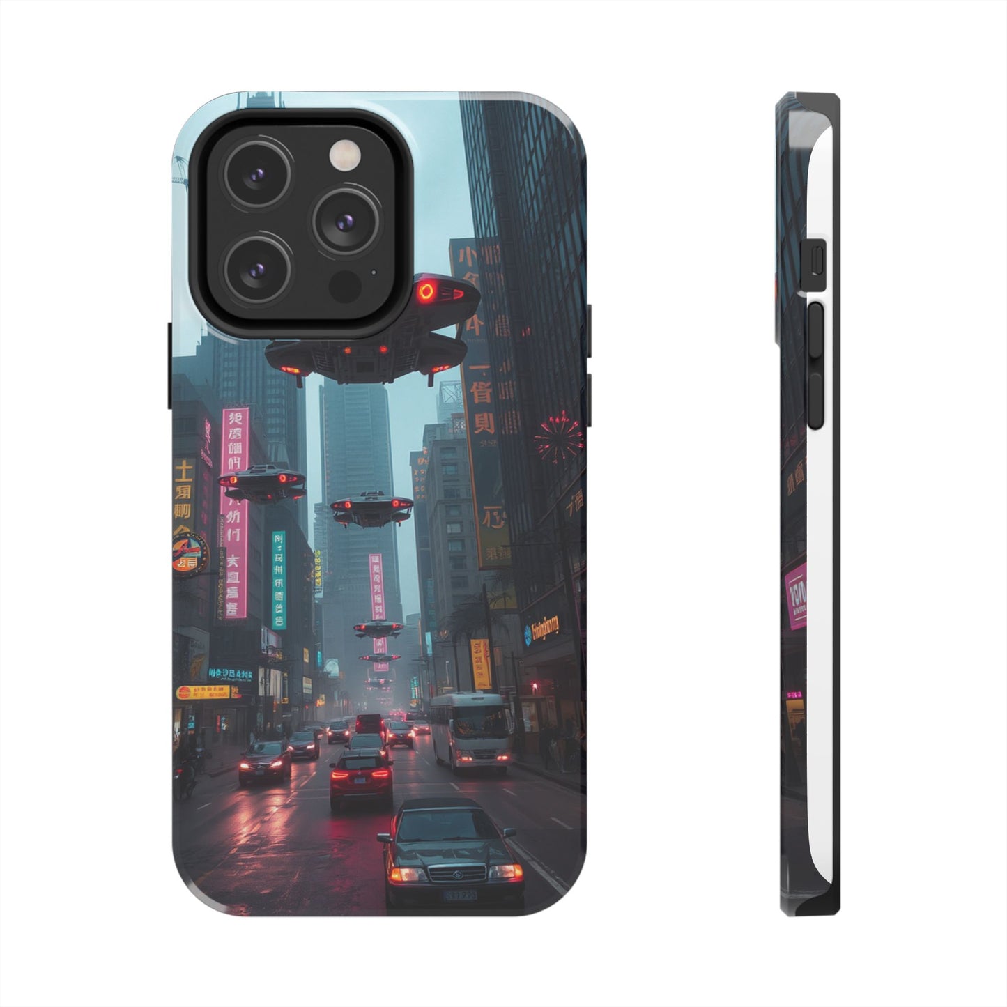 Futuristic City Tough Phone Case - Sci-Fi Design for Urban Explorers