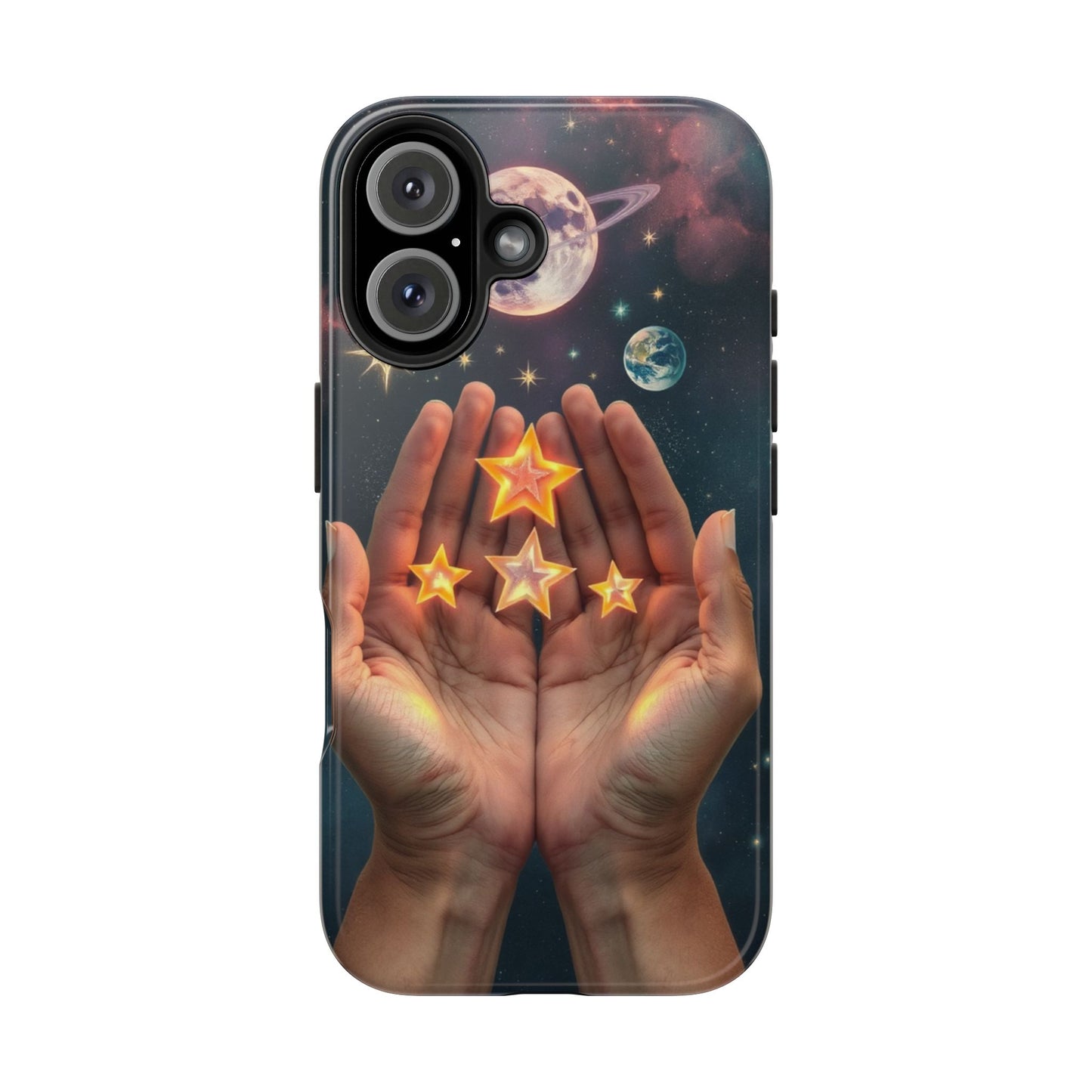 Galaxy Hands Tough Phone Case - Celestial Design for Star Lovers