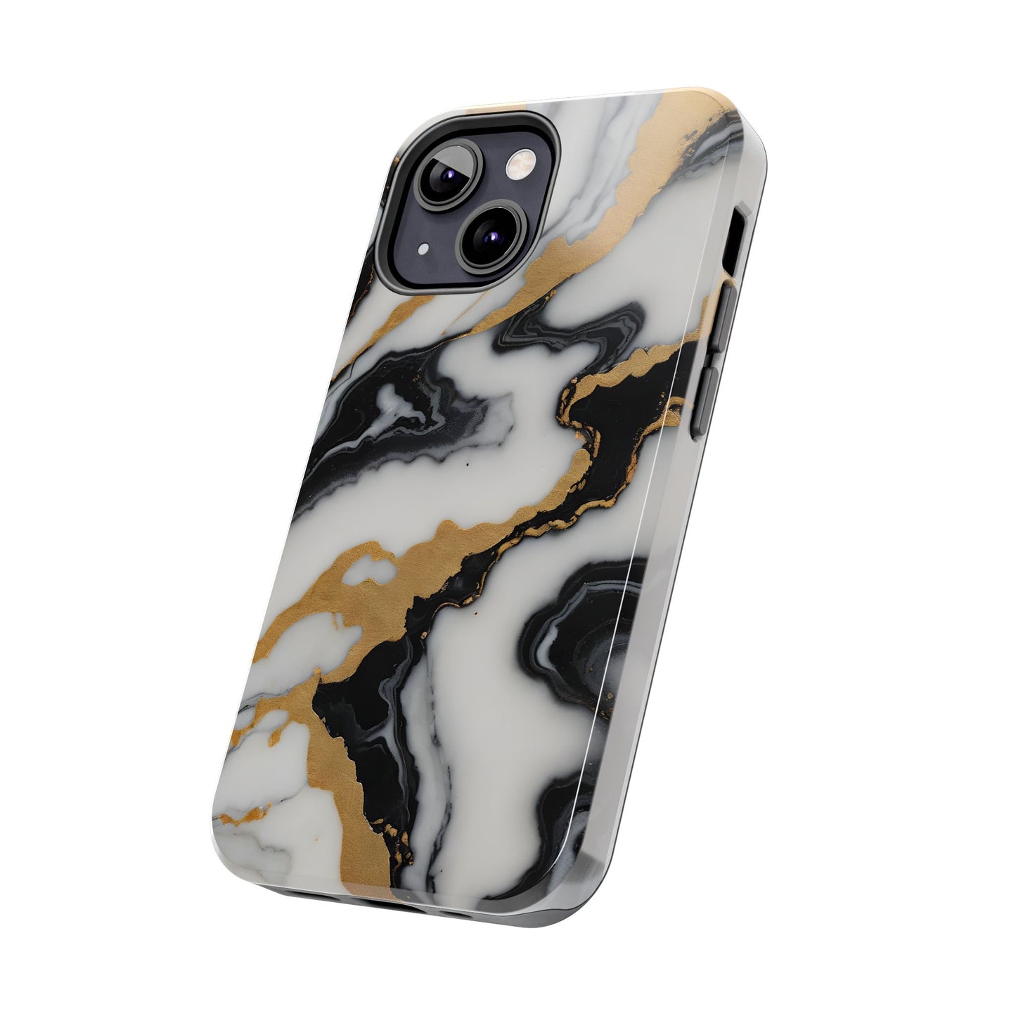 Elegant Gold Marble Tough Phone Case - Stylish Protection for Your iPhone