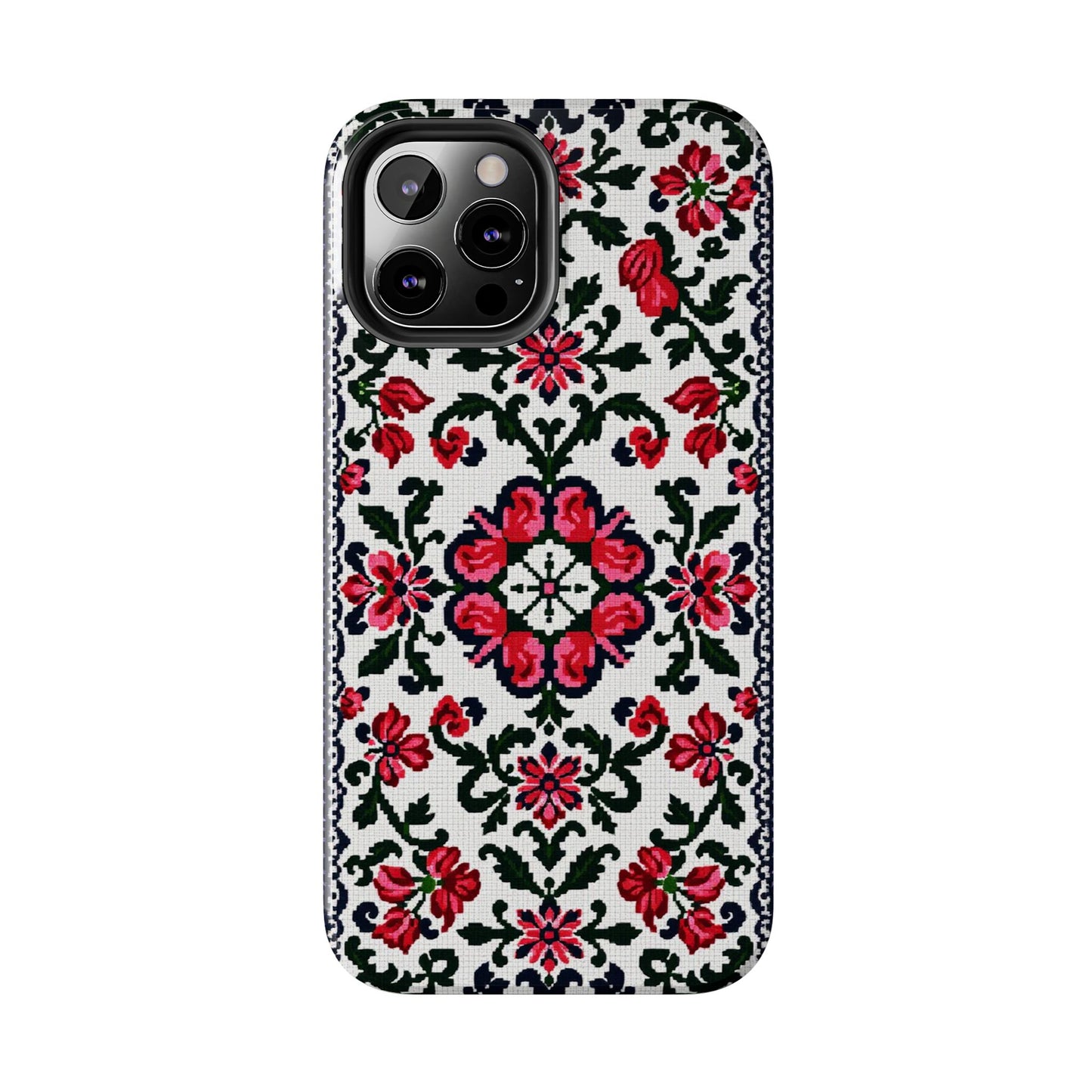 Traditional Knit Floral Design | Tough Phone Case - Durable Protection for iPhone