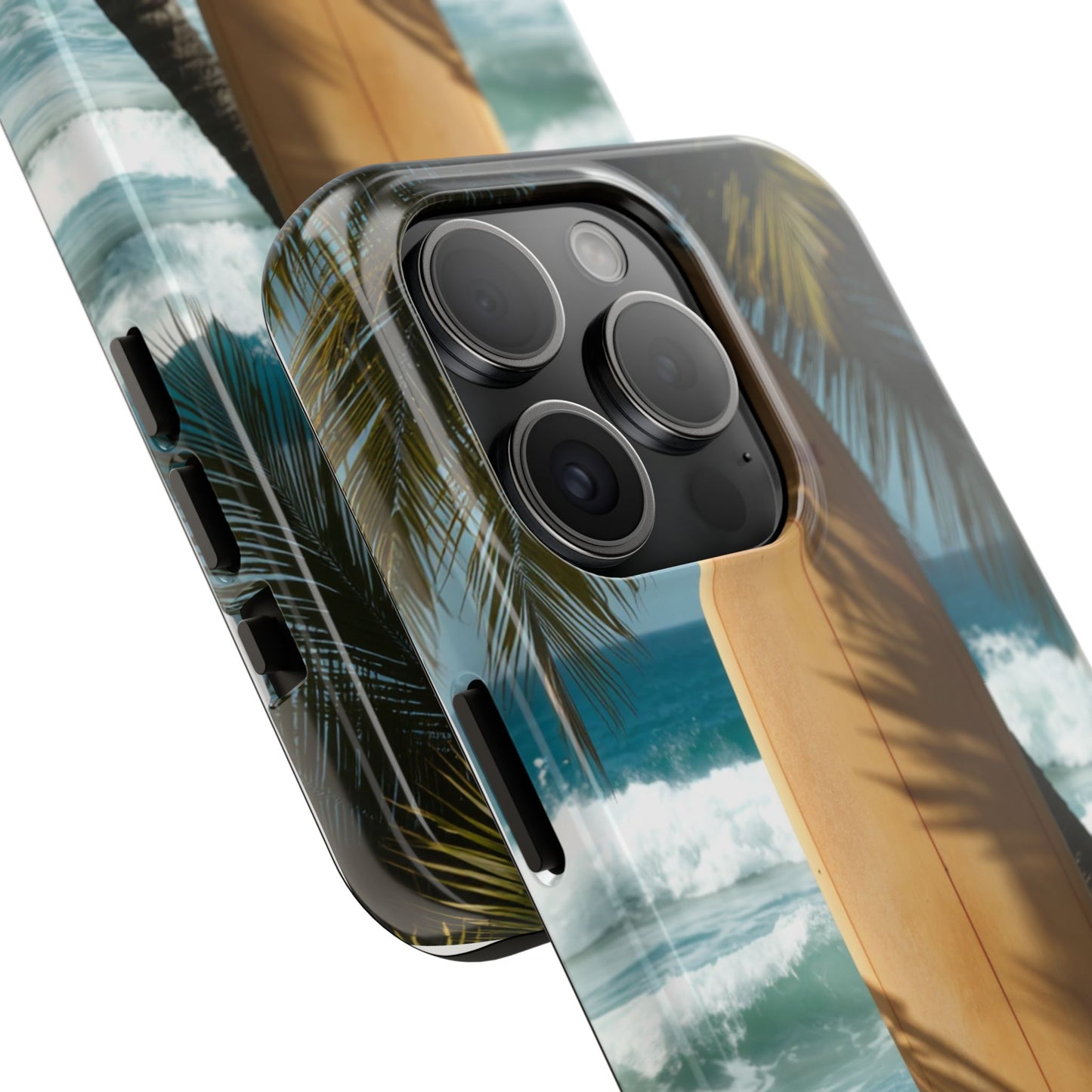 Tough Surfing Phone Case - Beach Vibes with Palm Trees & Surfboard