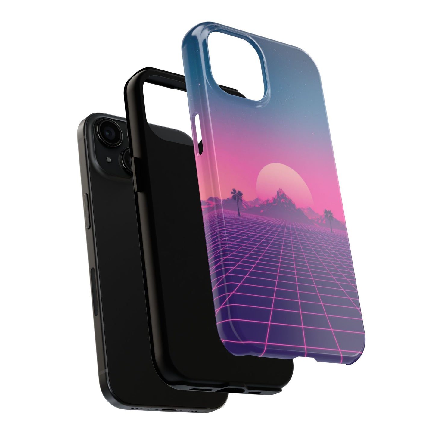 Retro Aesthetic Tough Phone Case - Vibrant Sunset Design