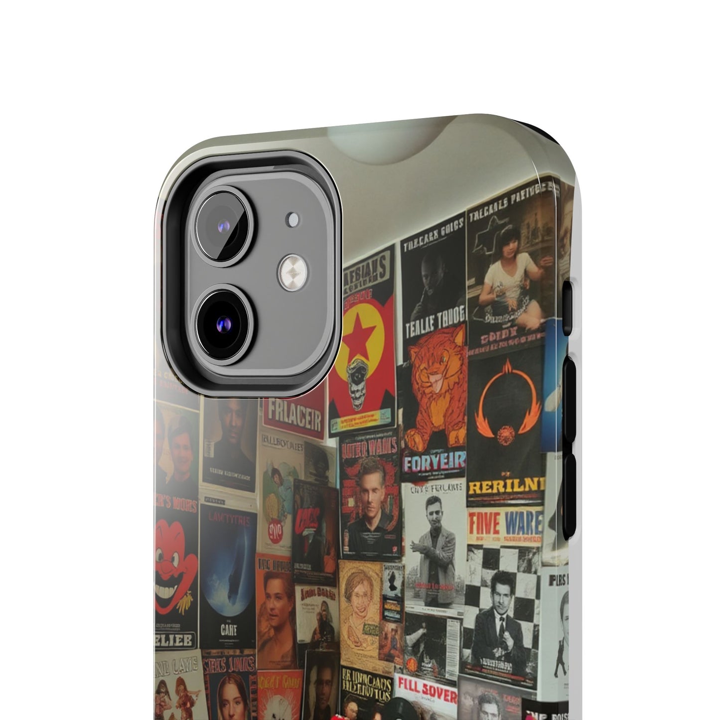 Retro Vibe Tough Phone Case - Vintage Movie Posters & Plush Toys Design