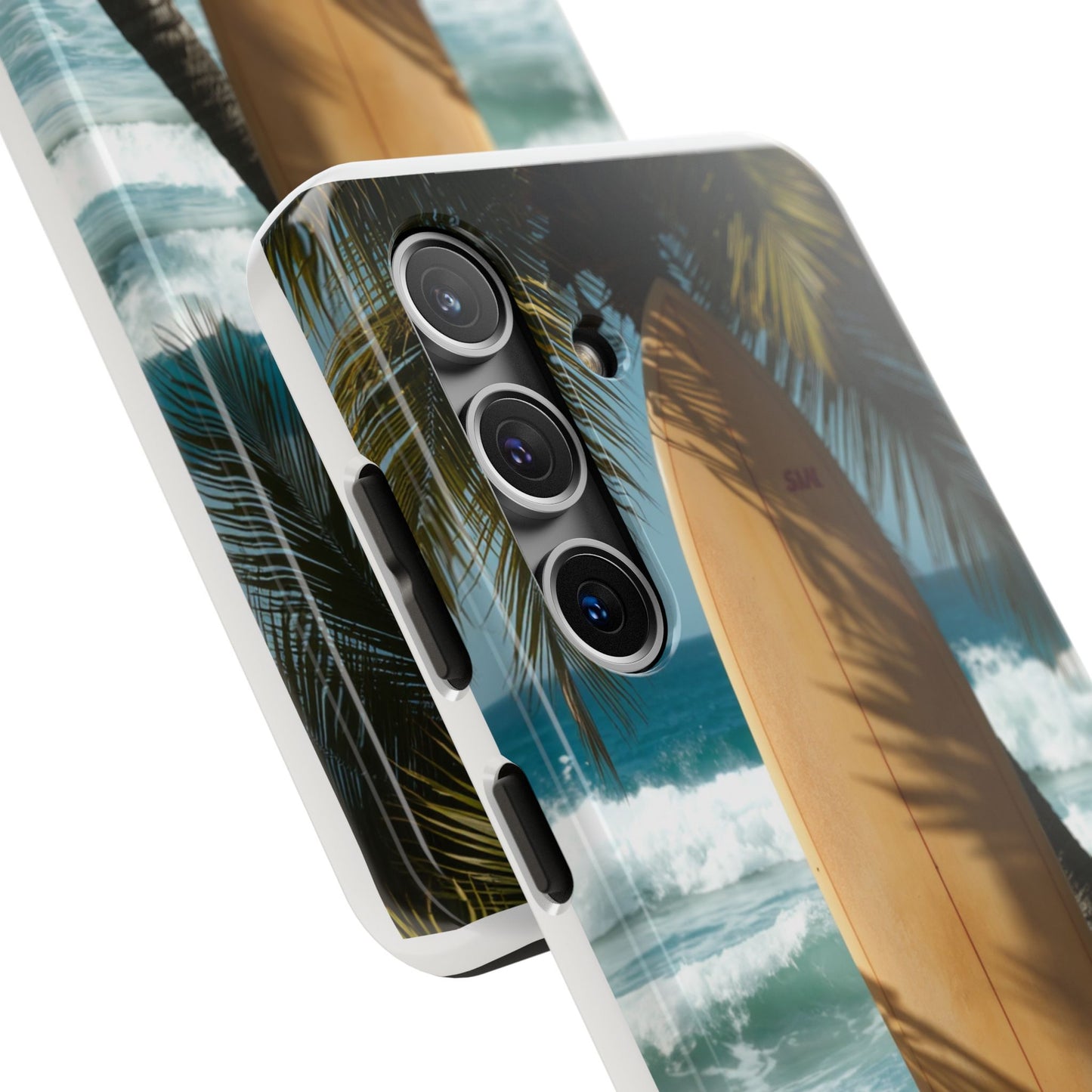 Tough Surfing Phone Case - Beach Vibes with Palm Trees & Surfboard