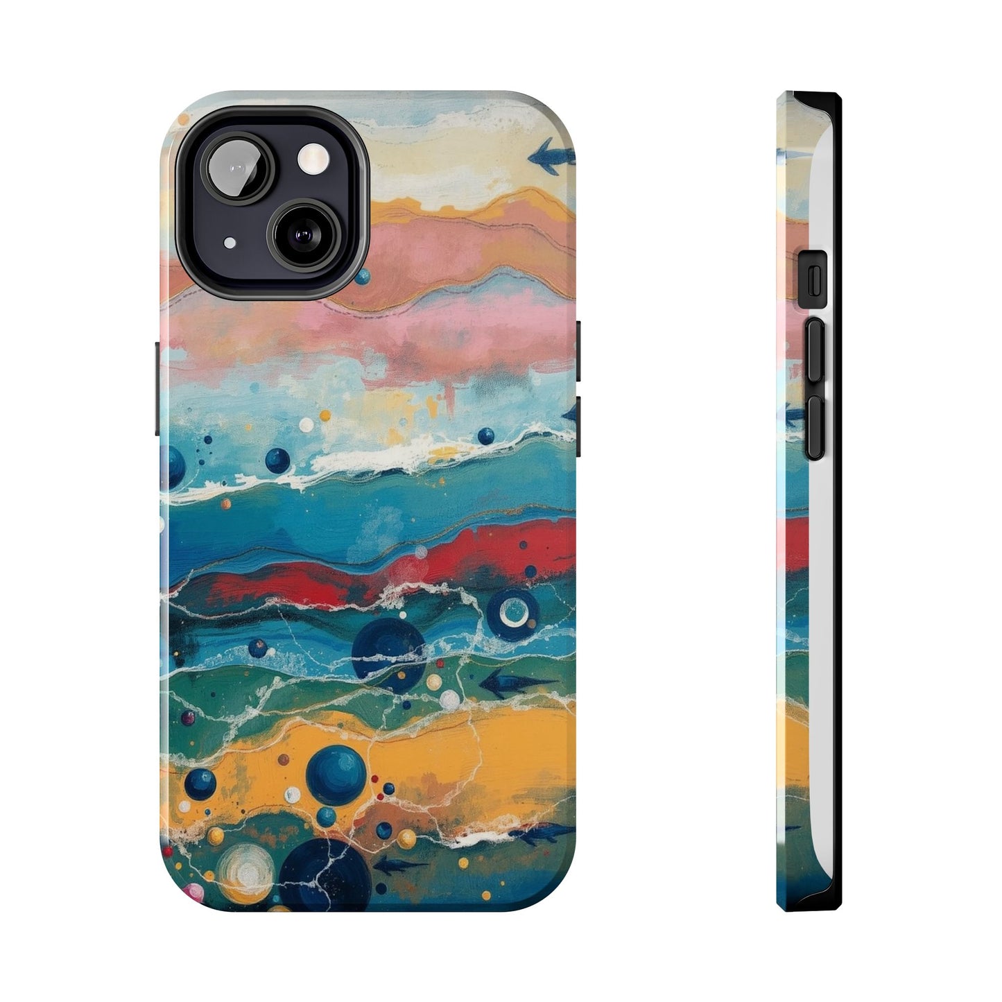 Artistic Tough Phone Case - Vibrant Waves Design for Unique Style