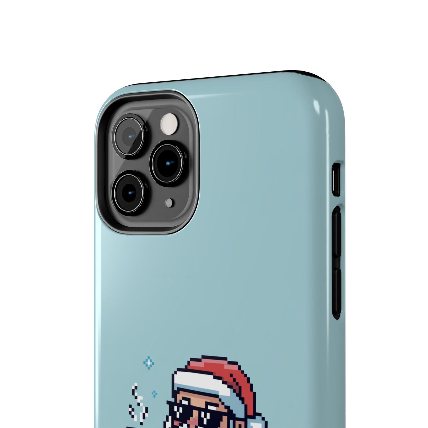 Pixel Art Santa Claus iPhone Case - Festive Tough Case with 'Be Good' Design