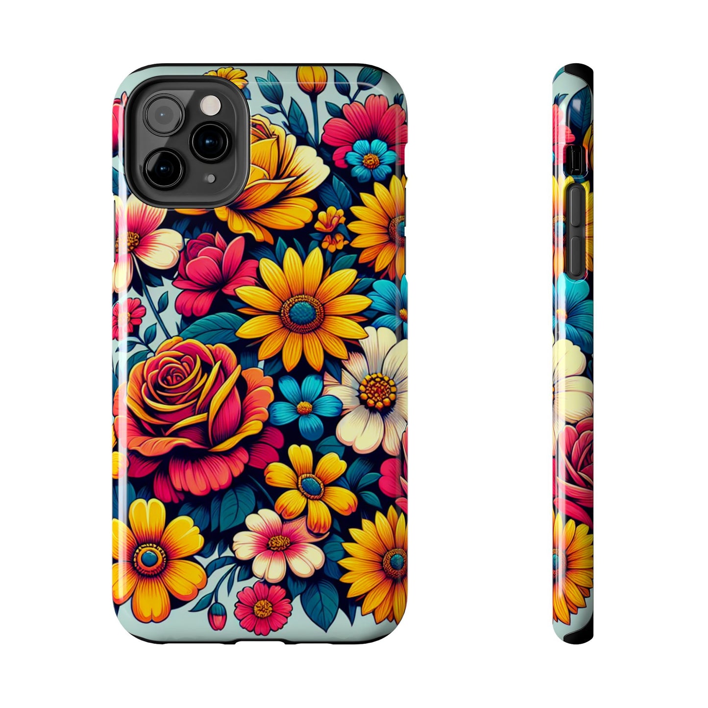 Vibrant Floral Tough Phone Case - Colorful Flower Design - for iPhone