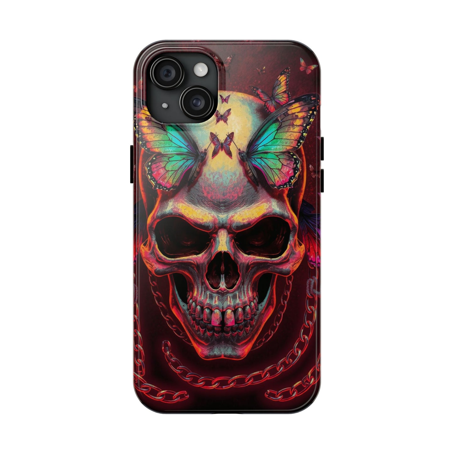 Gothic Skull Phone Case with Butterflies - Durable Tough Phone Case