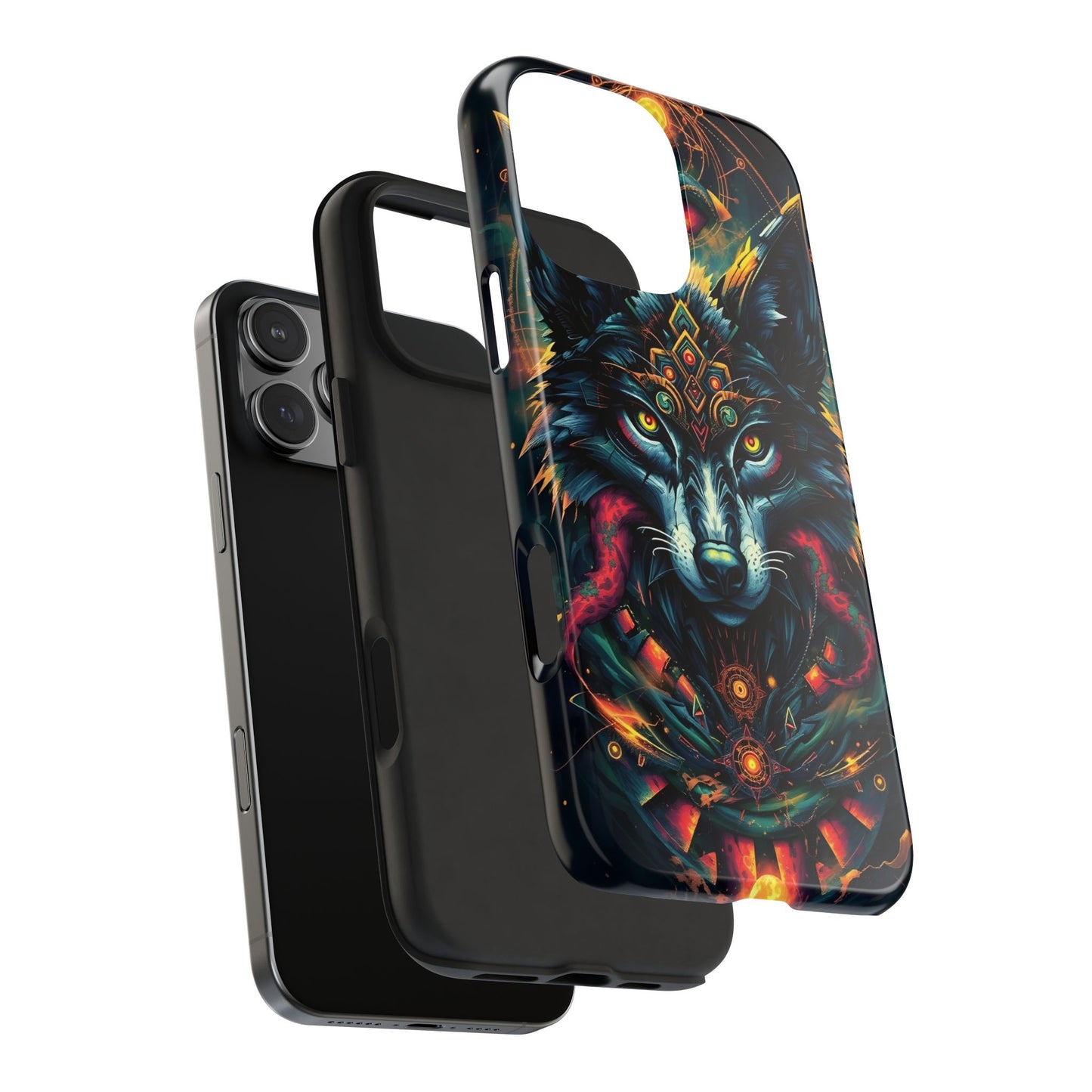Vibrant Mystical Wolf Art Tough Phone Case - Durable & Unique Design for Animal Lovers - for iPhone