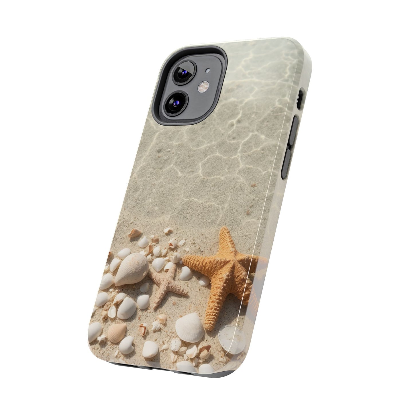 Beach-Inspired Tough Phone Case with Starfish and Seashell Design