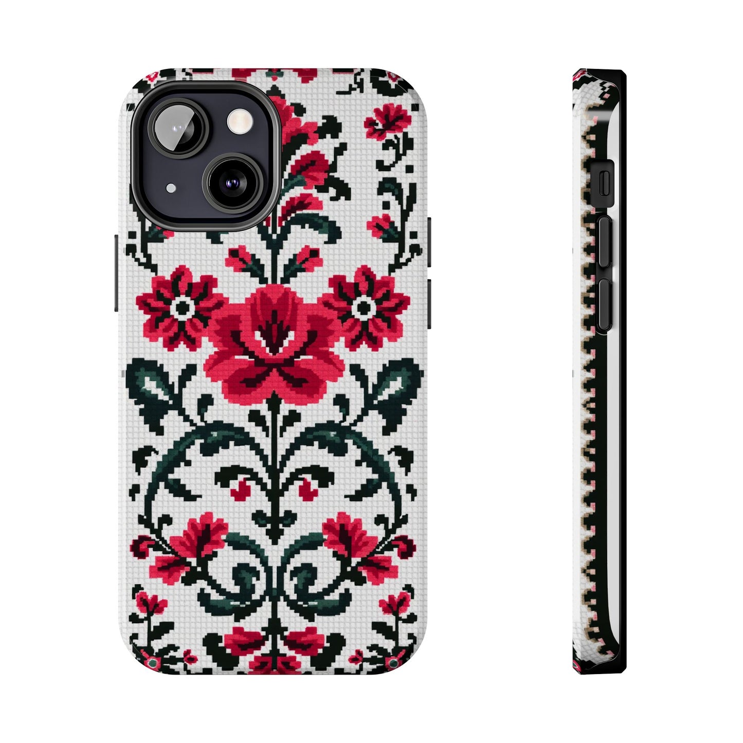 Traditional Floral Knit Tough Phone Cases - Durable Protection with Vintage Style - for iPhone
