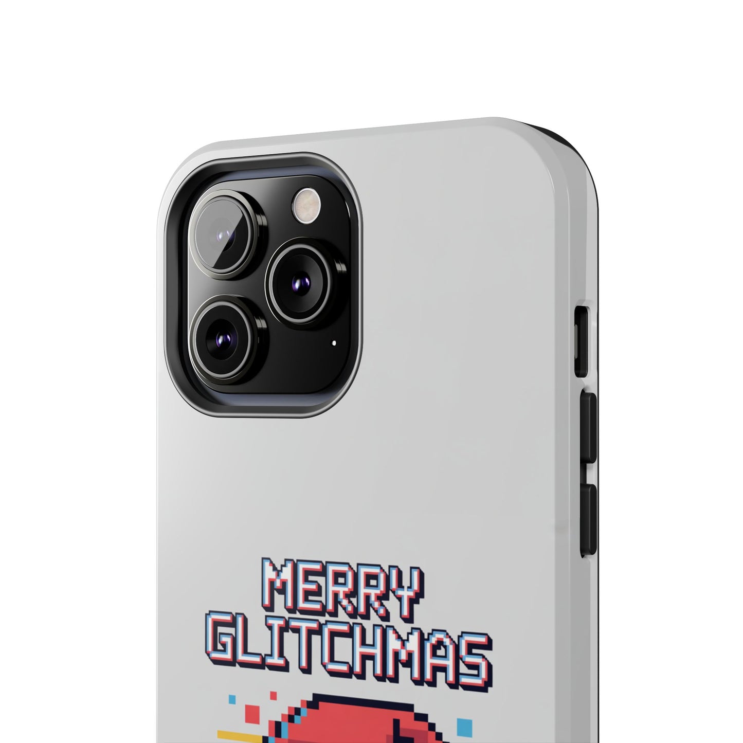 Merry Glitchmas Phone Case - Christmas Pixel Art Design for iPhone