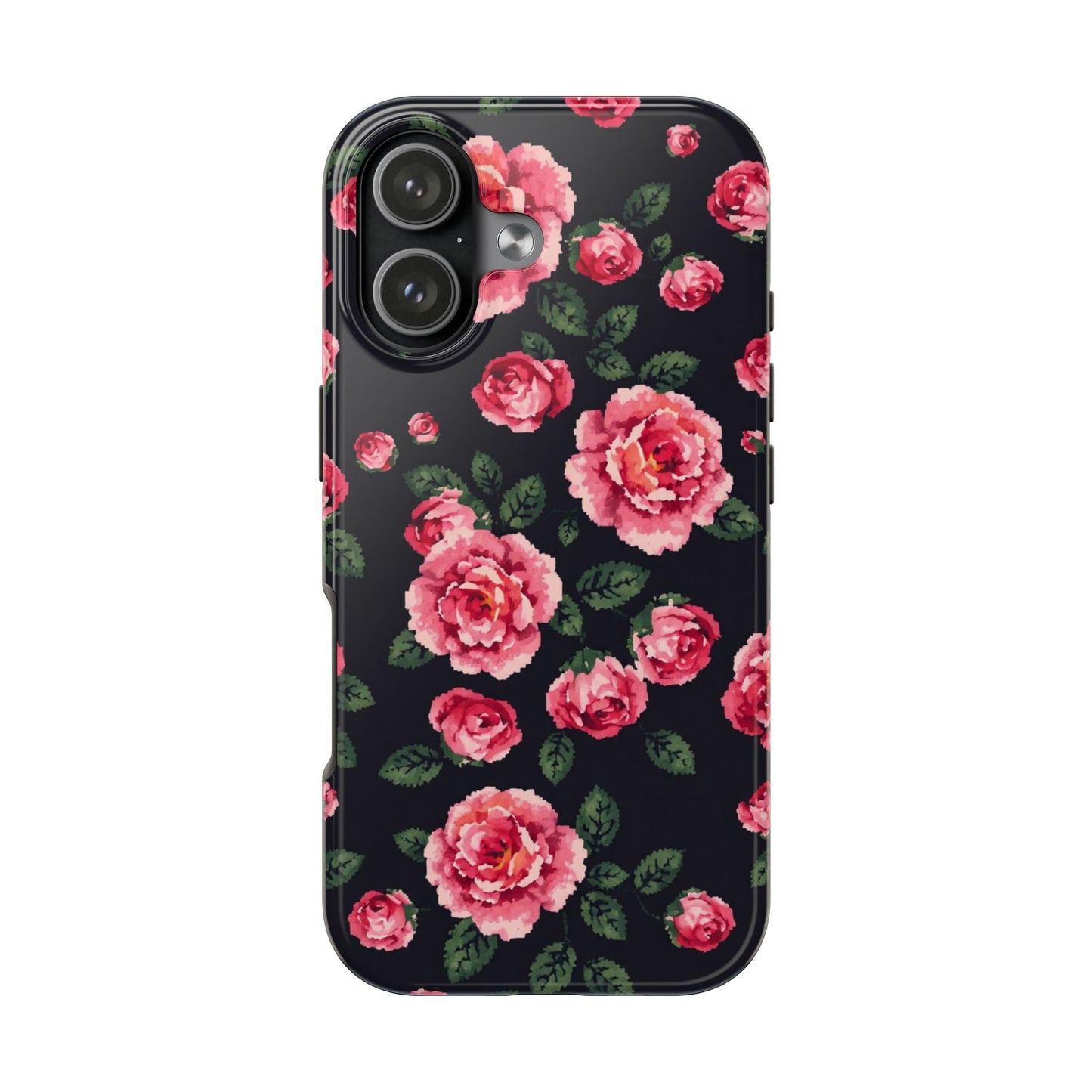 Pixelated Floral Tough Phone Case - Elegant Rose Design for Protection & Style - for iPhone
