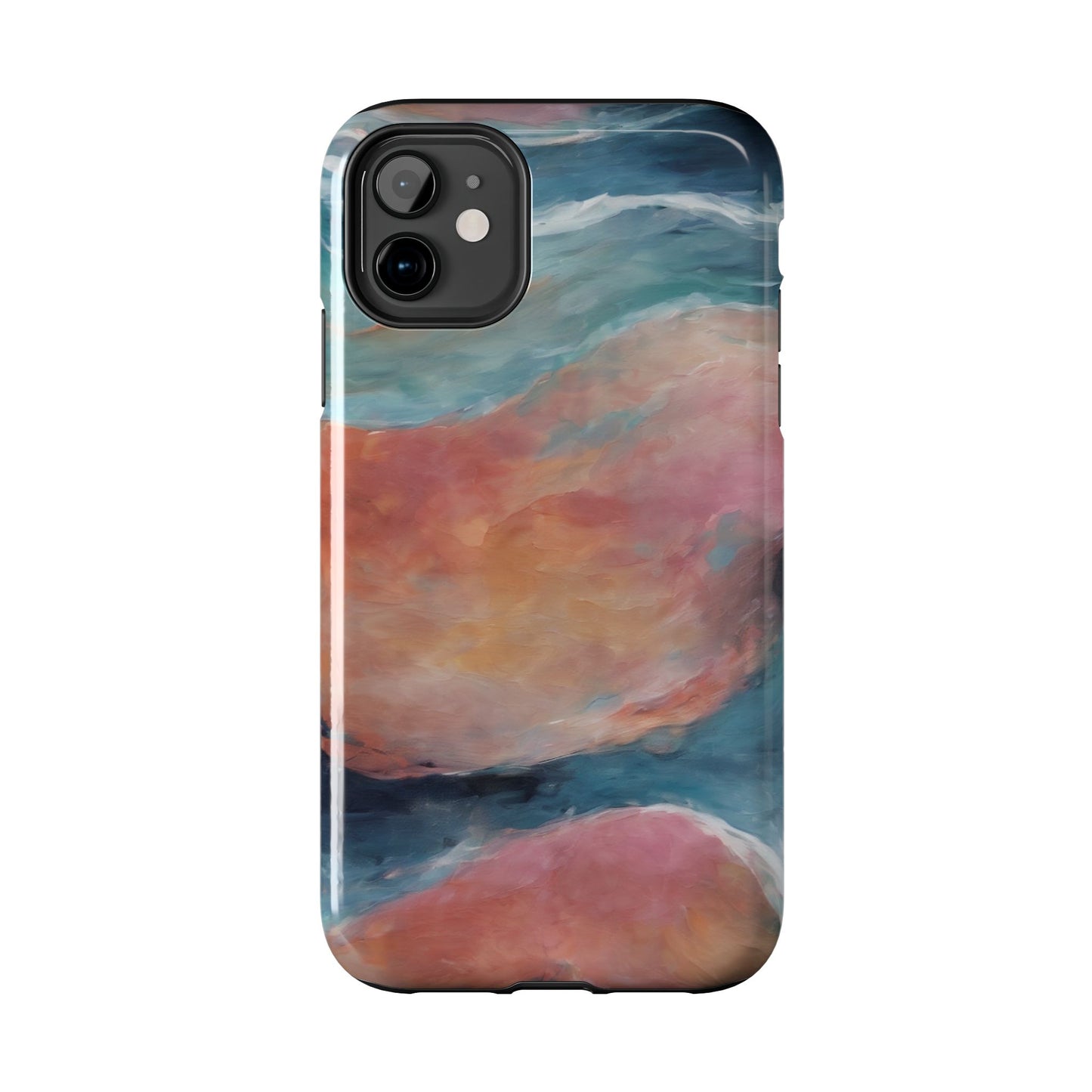 Artistic Painted Sea Tough Phone Case - Abstract Waves Design - for iPhone