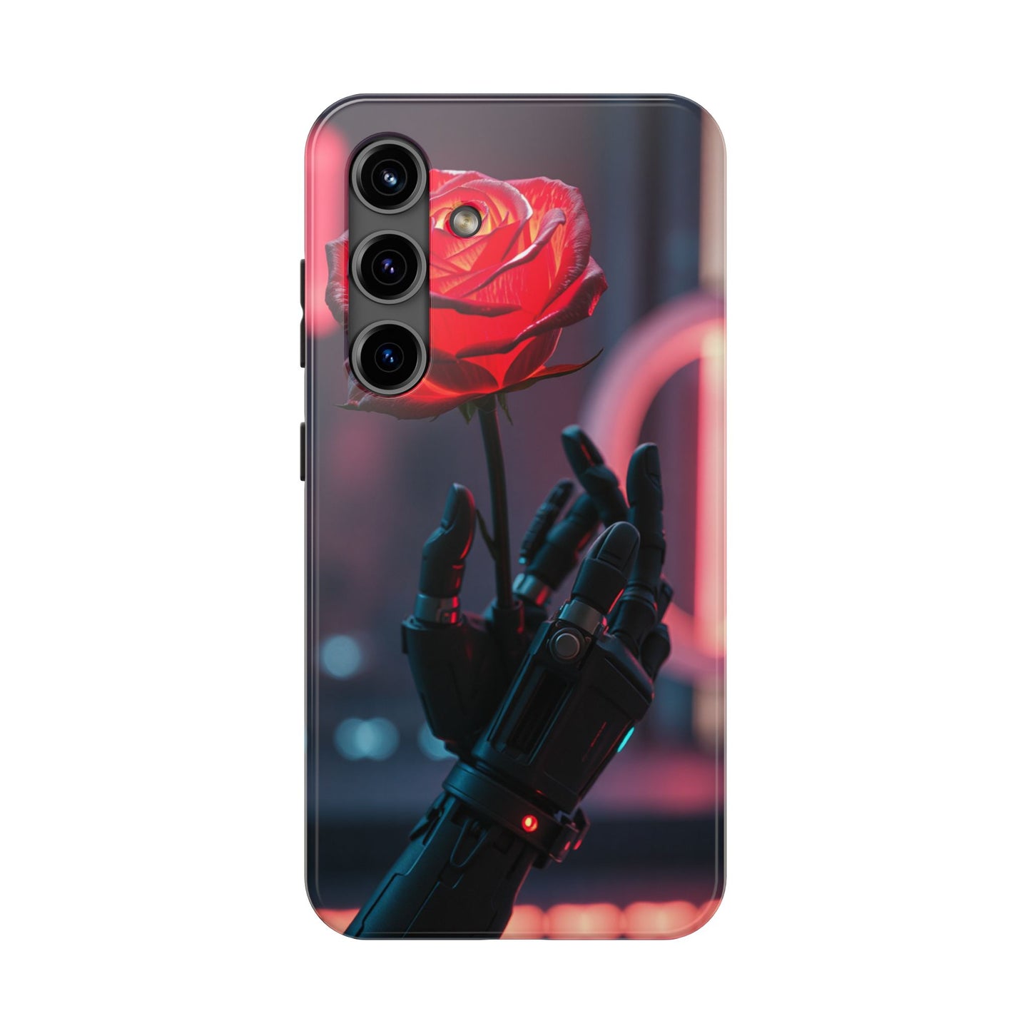Futuristic Tough Phone Case with Robotic Rose Design | Durable Protection