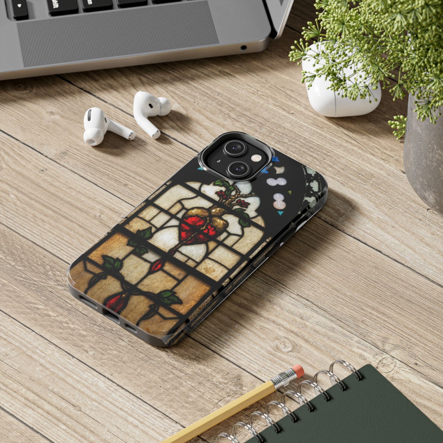 Stained Glass Heart Tough Phone Case - Unique Design for Protection & Style