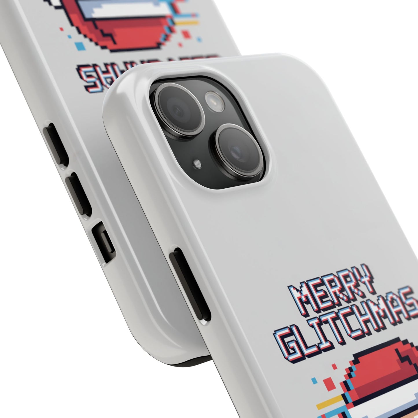 Merry Glitchmas Phone Case - Christmas Pixel Art Design for iPhone