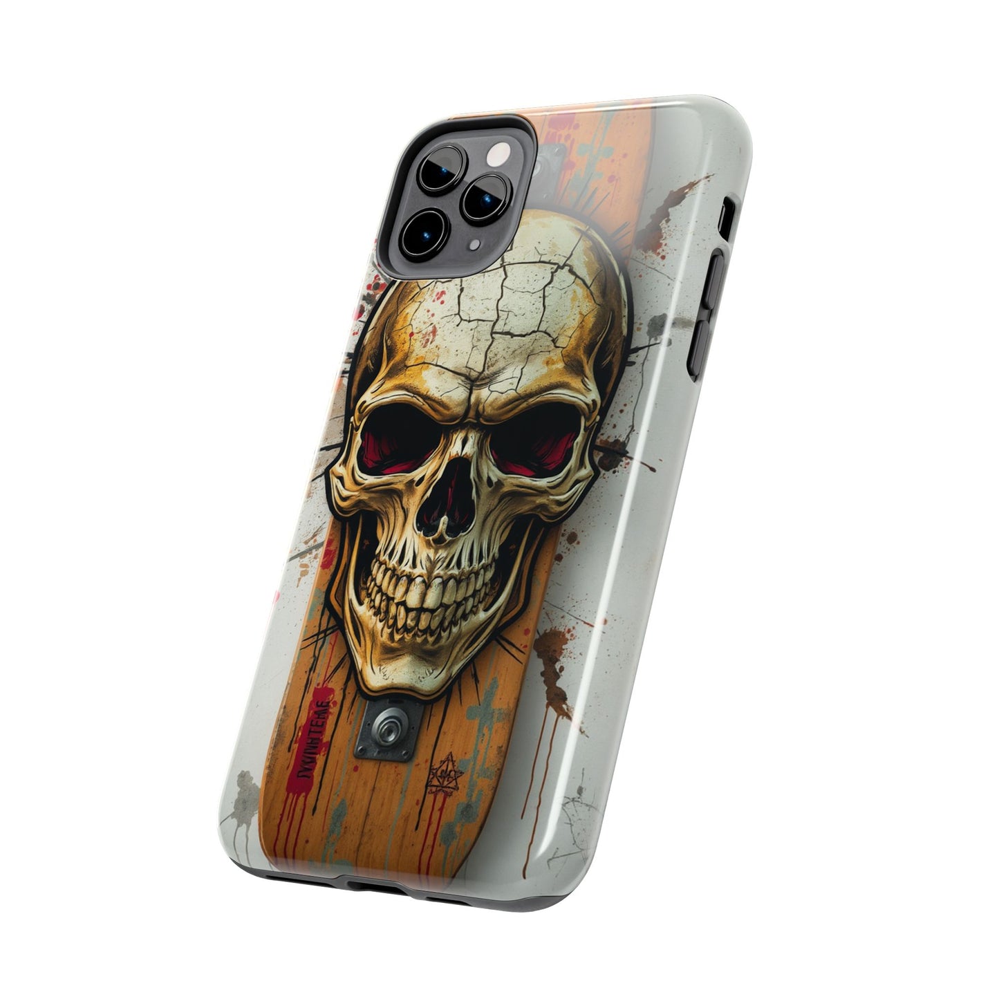 Edgy Skull Tough Phone Case - Durable Protection for Skateboard Enthusiasts