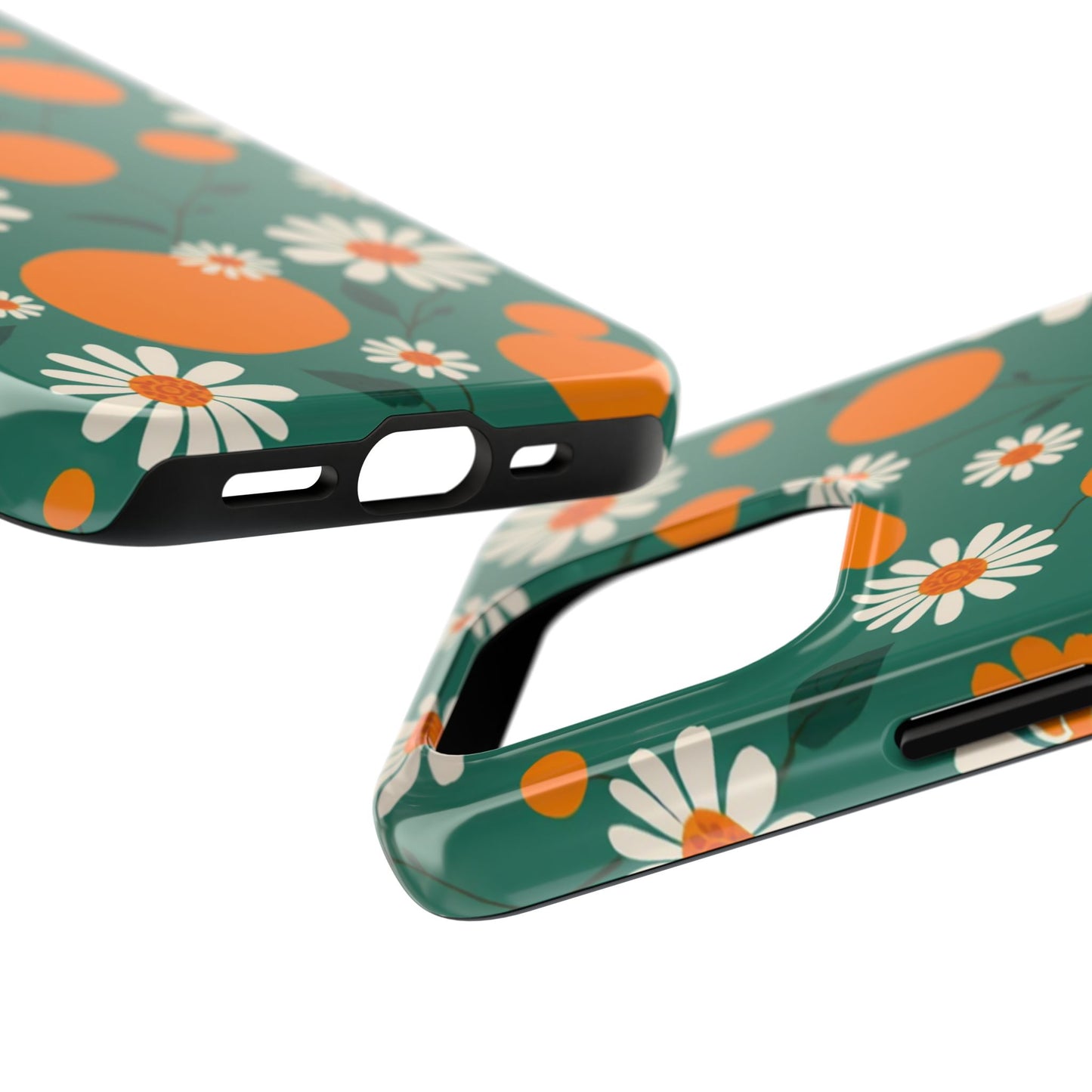 Floral Tough Phone Case - Daisy & Orange Design