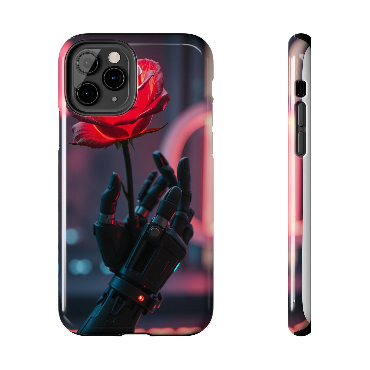 Futuristic Tough Phone Case with Robotic Rose Design | Durable Protection
