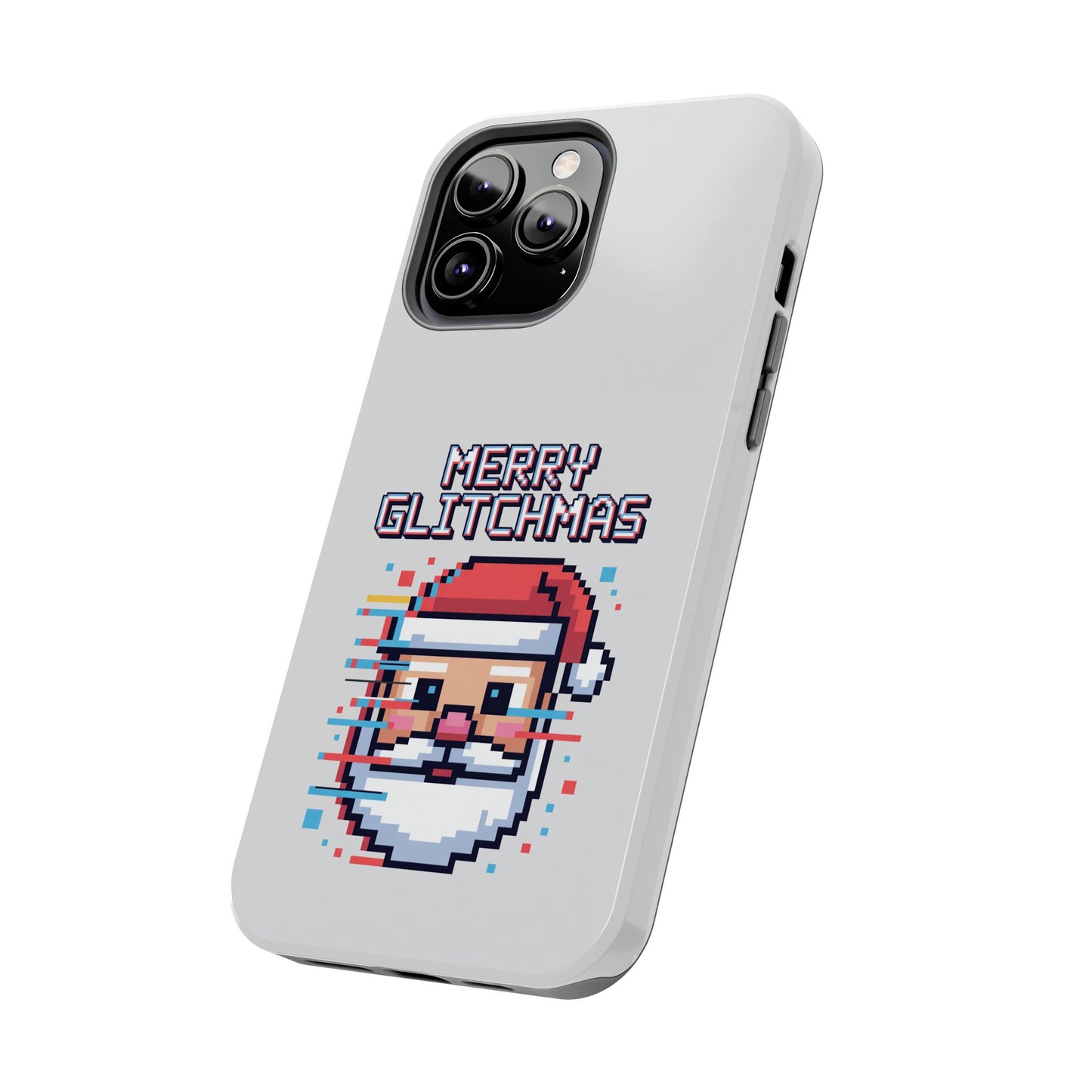 Merry Glitchmas Phone Case - Christmas Pixel Art Design for iPhone