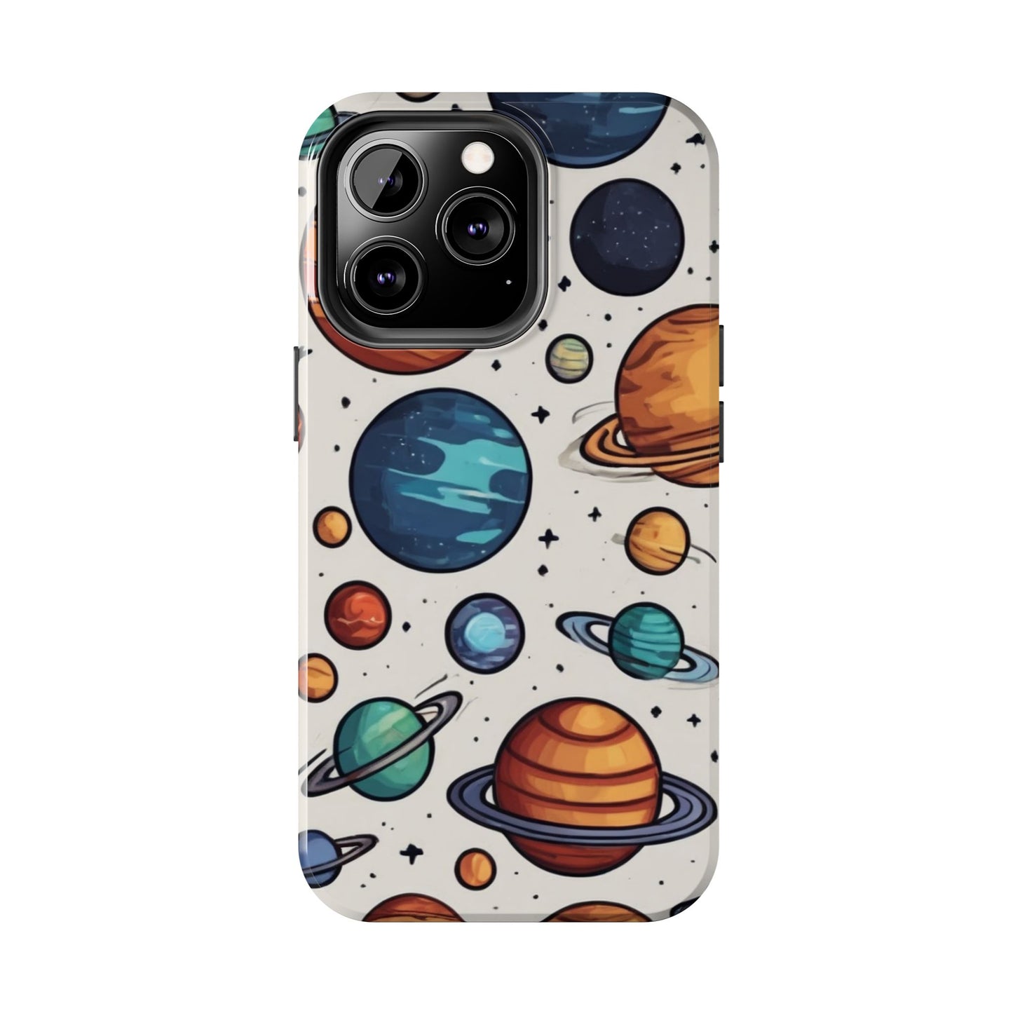 Cosmic Galaxy Tough Phone Case - Planetary Cartoon Design - for iPhone
