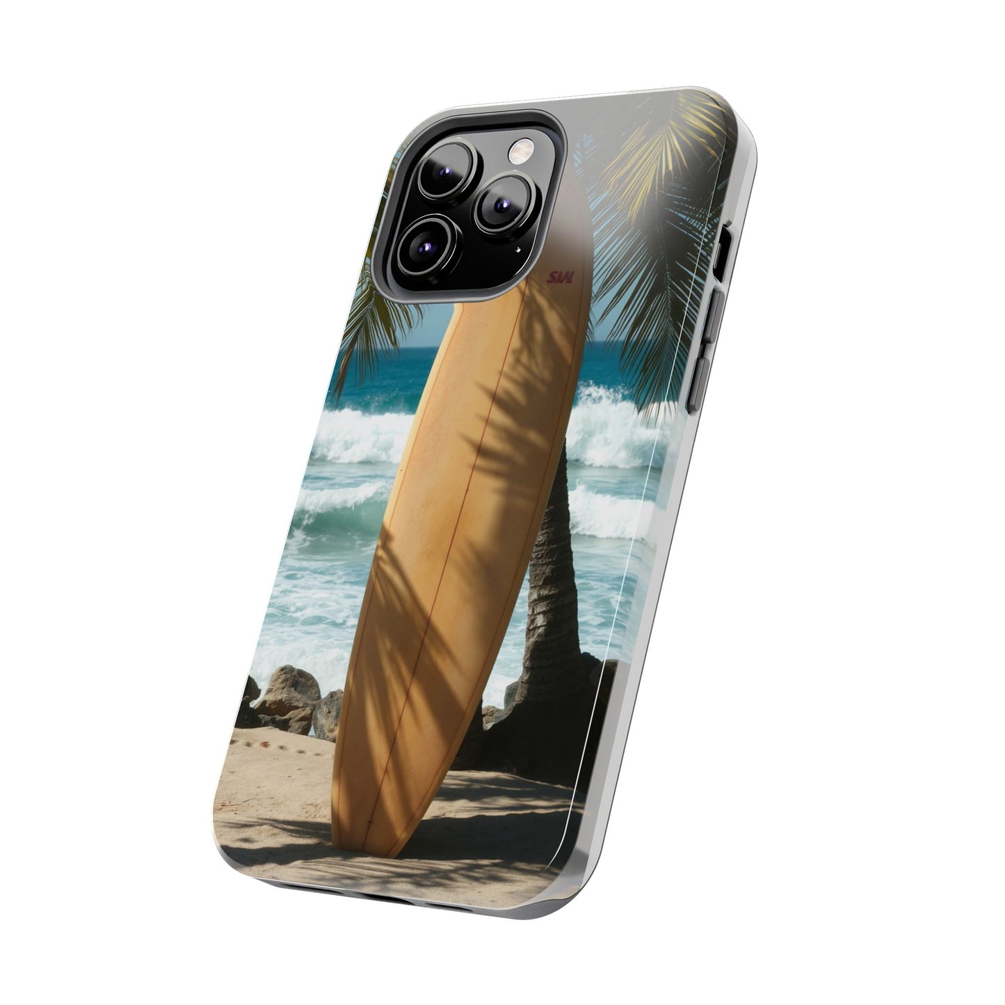Tough Surfing Phone Case - Beach Vibes with Palm Trees & Surfboard