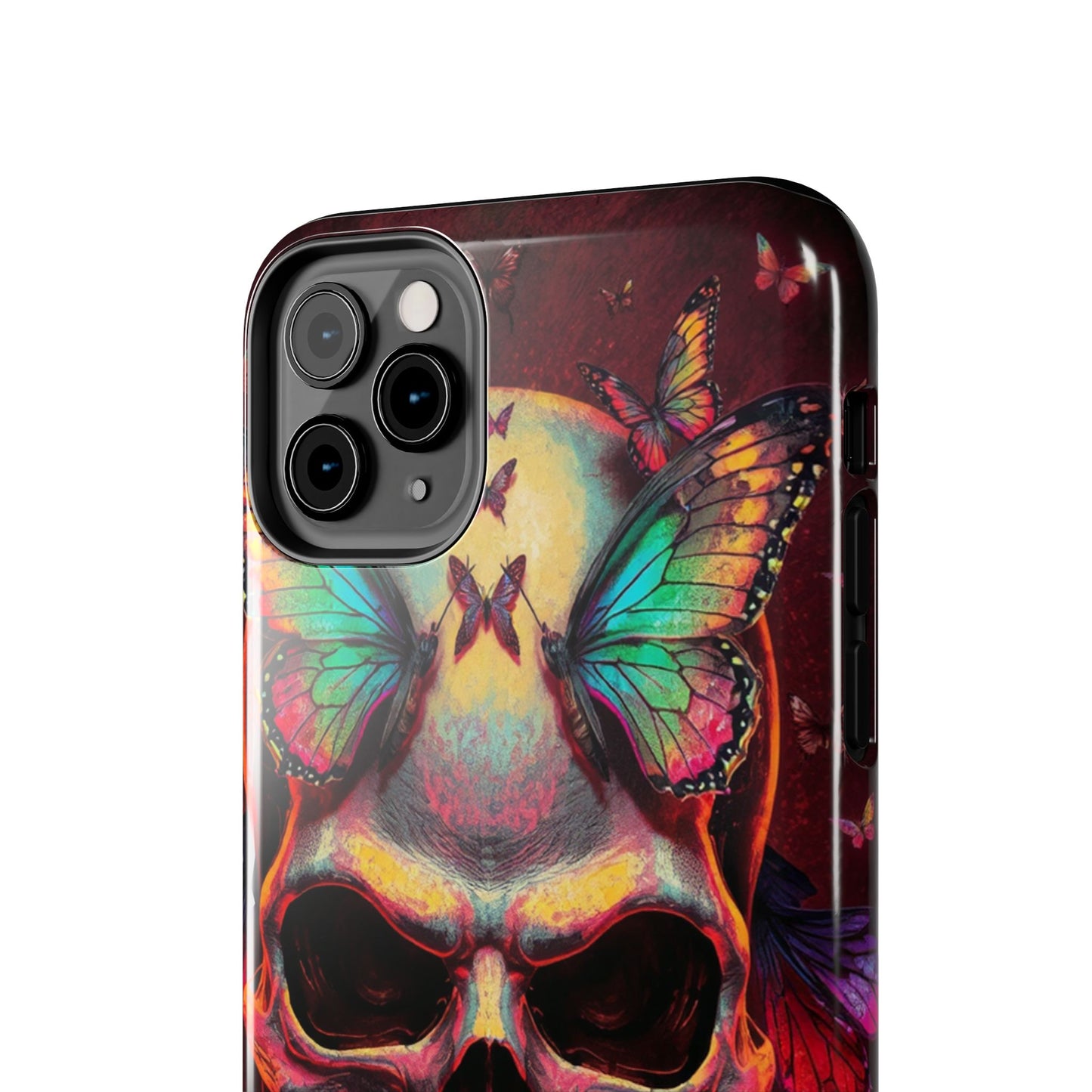 Gothic Skull Phone Case with Butterflies - Durable Tough Phone Case
