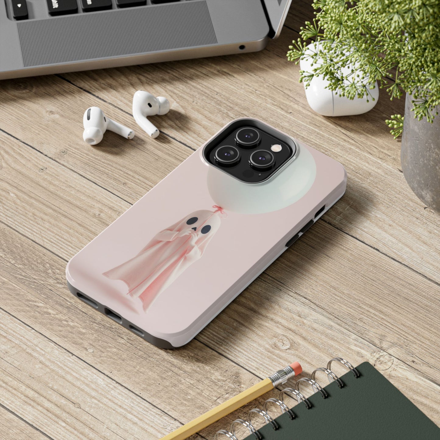 Cute Ghost Phone Case with Balloon - Tough Protection for Spooky Vibes