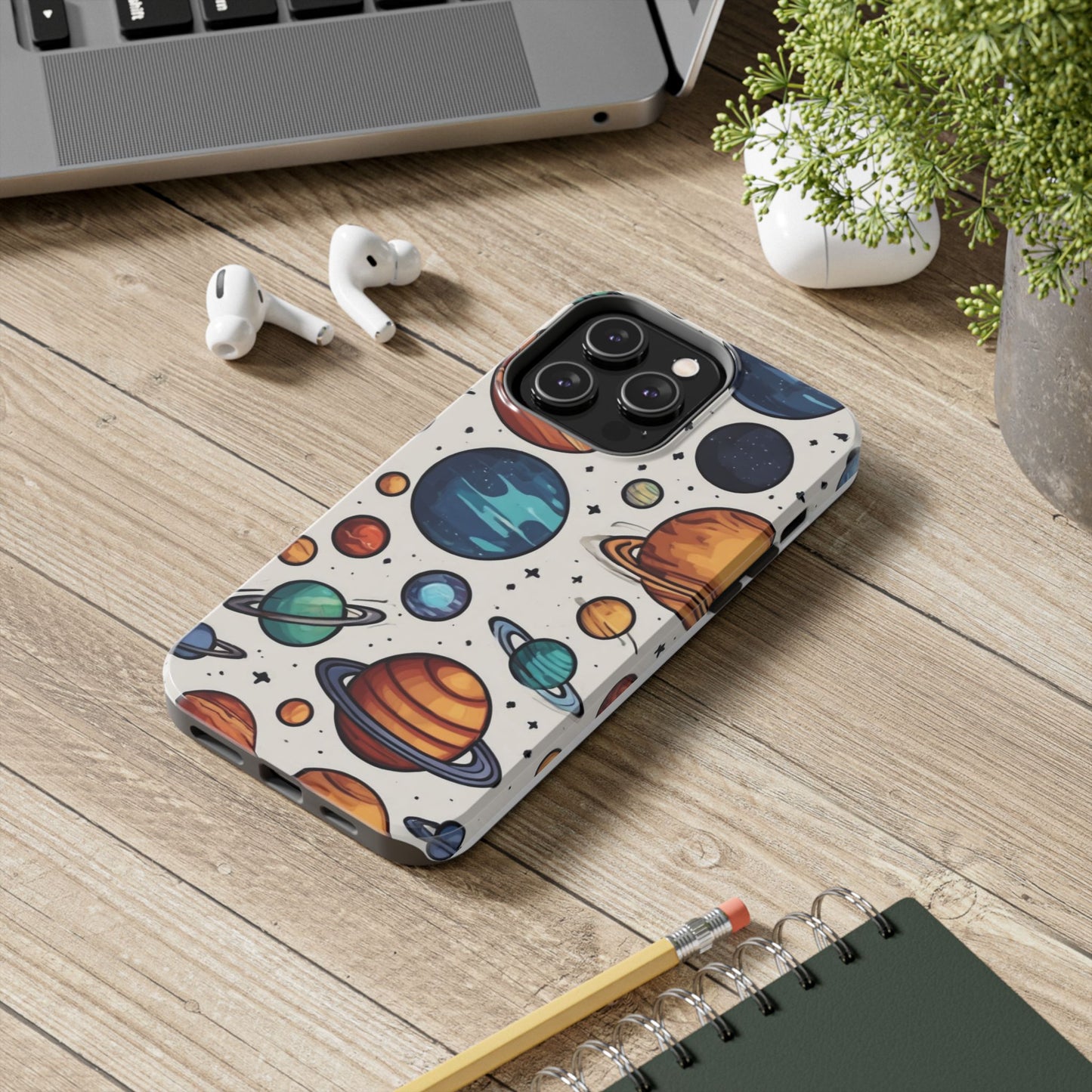 Cosmic Galaxy Tough Phone Case - Planetary Cartoon Design - for iPhone
