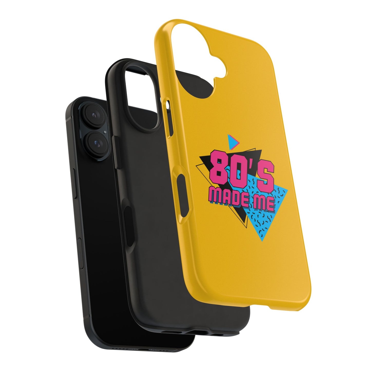 80's Made Me Tough Phone Case - Retro Yellow Silicone Cover - for iPhone