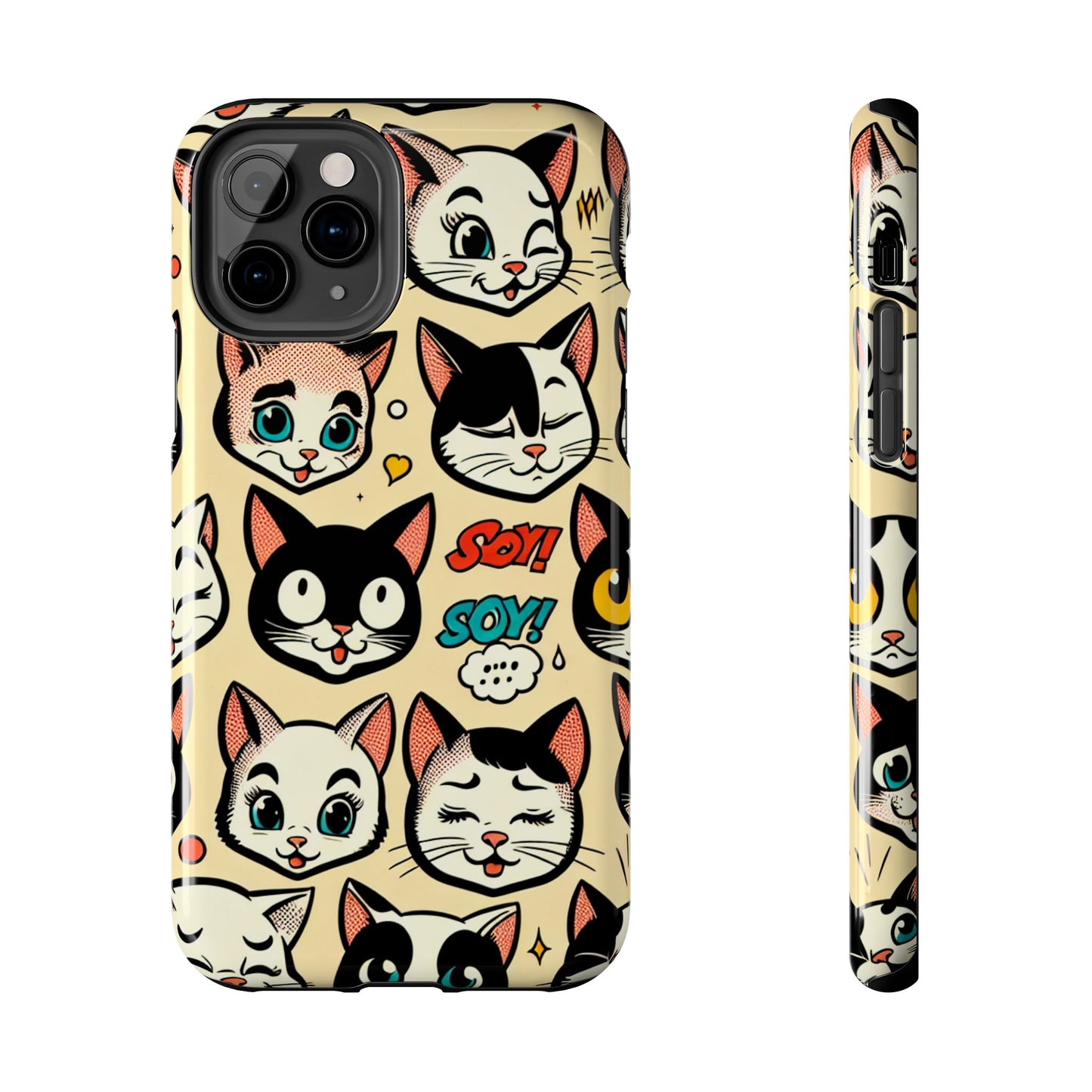 Playful Cat-Themed Tough Phone Case - Pet Pattern - for iPhone