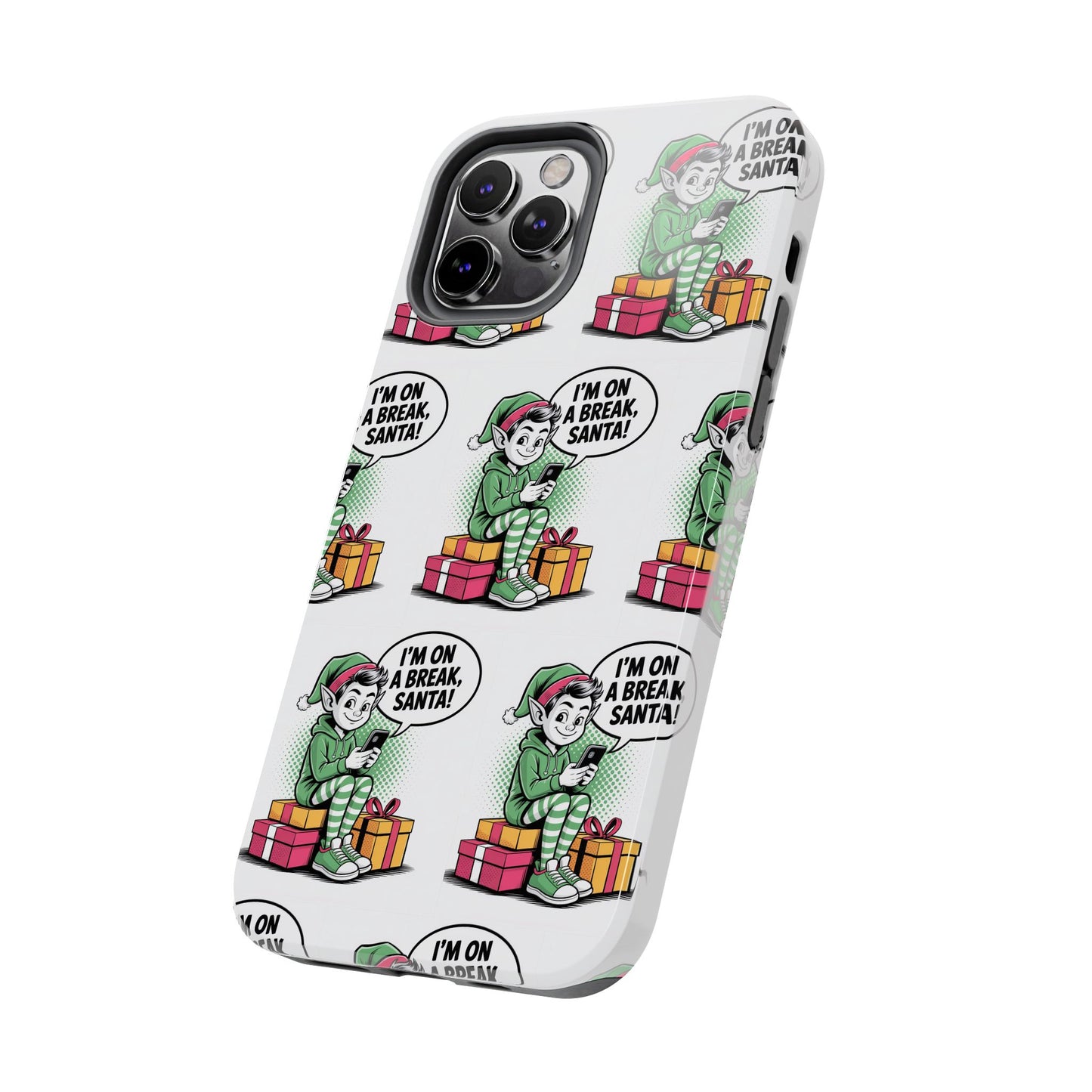Christmas Elf Tough Phone Case - I'm on a Break, Santa Pattern!