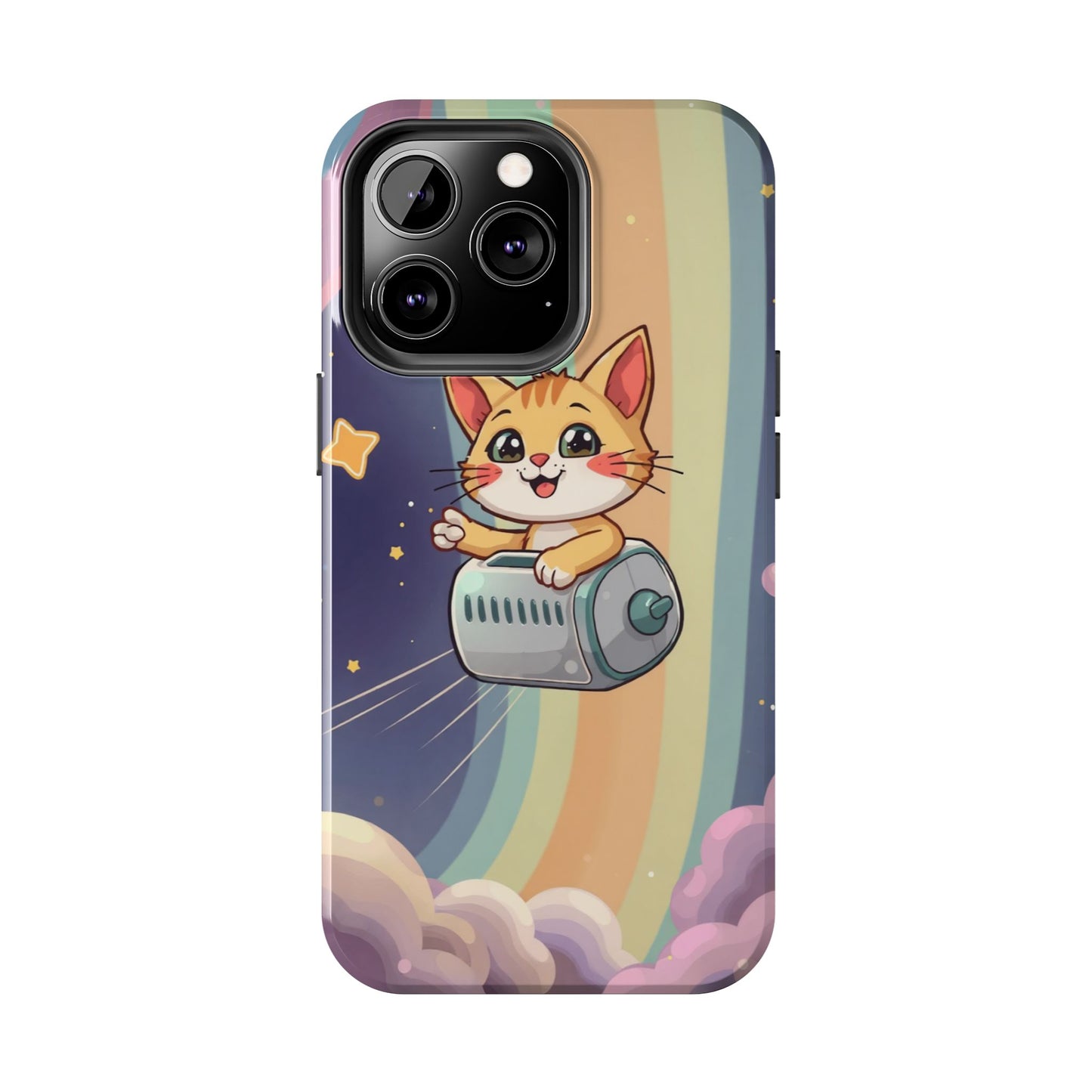 Cute Cat Rocket Phone Case - Vibrant and Playful Tough Case