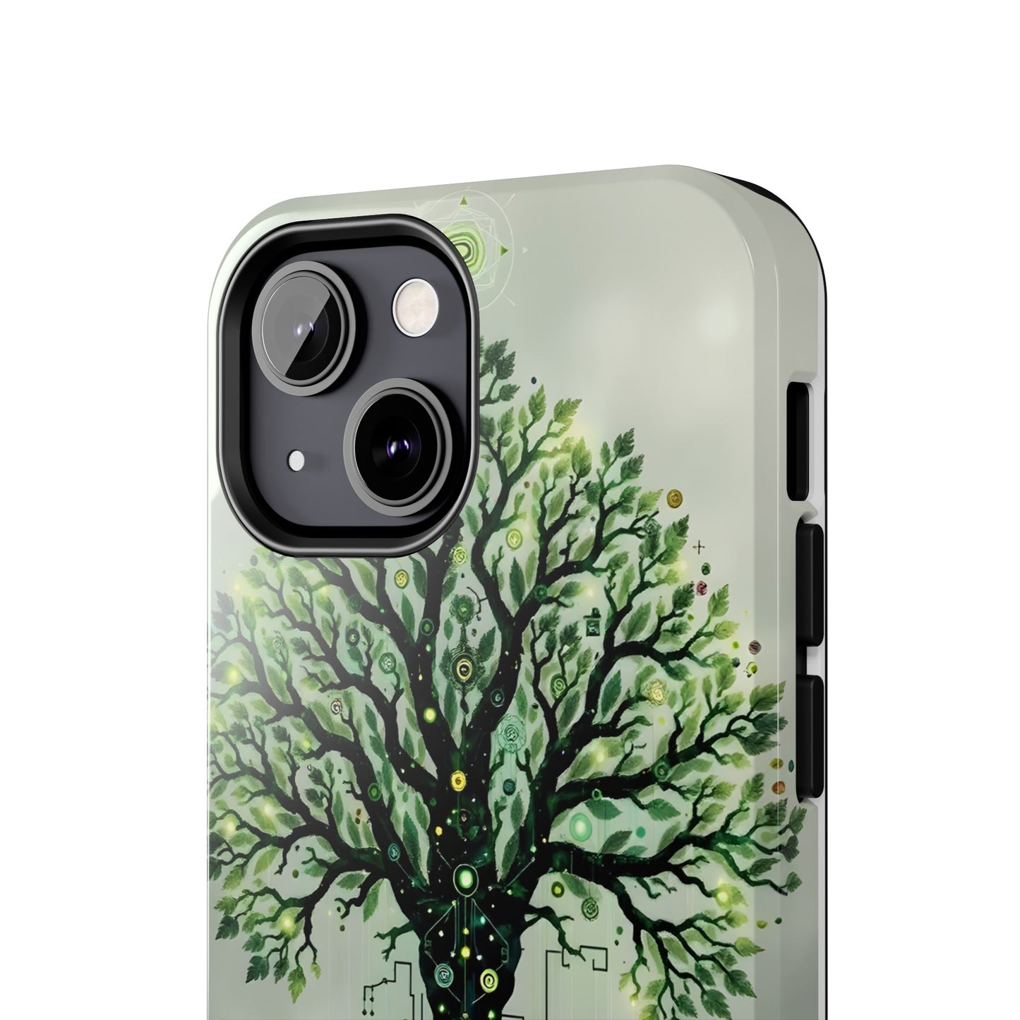 Nature-Inspired Tough Phone Case with Tech Tree Design - for iPhone