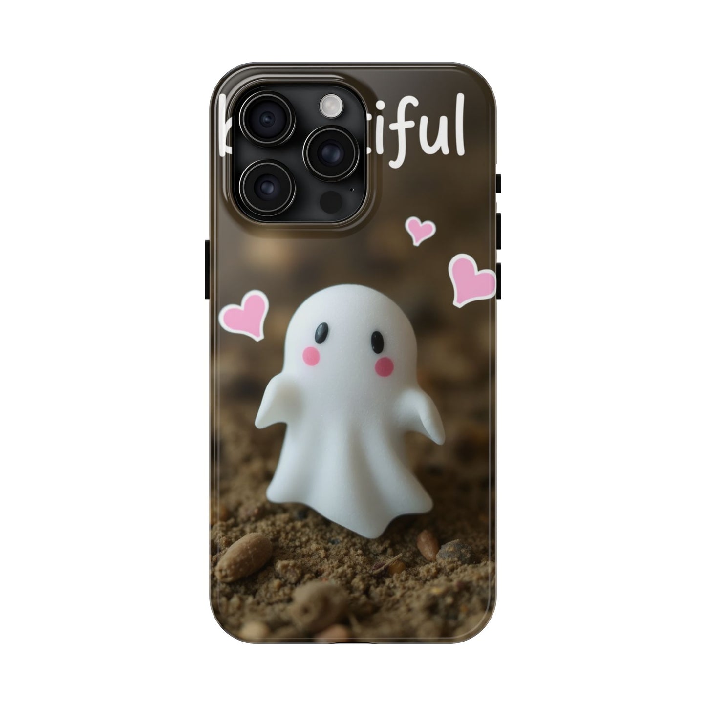 Cute Ghost Tough Phone Case - Beautiful Design with Heart Accents