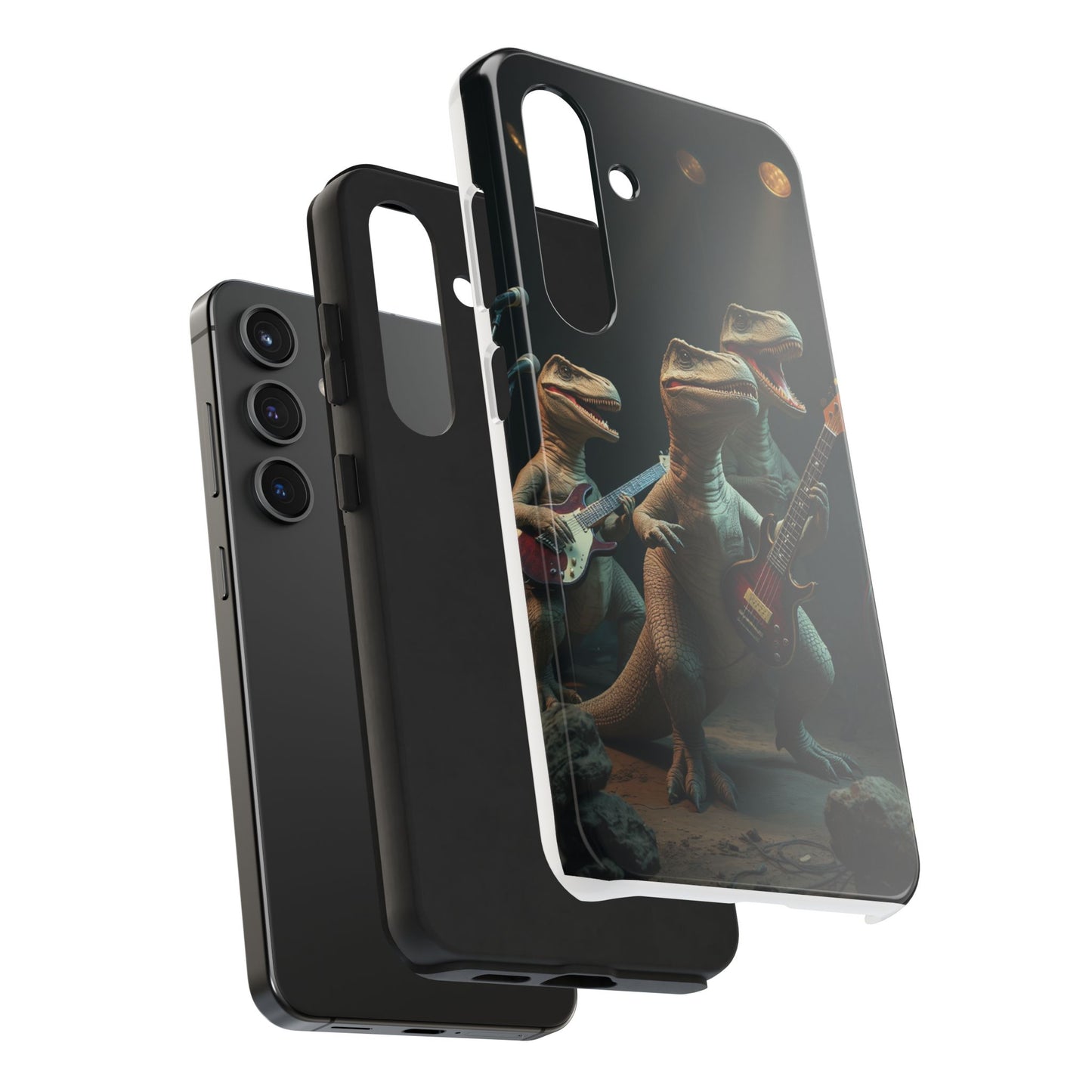 Rockin' Dinosaur Tough Phone Cases - Perfect for Music Lovers and Kids!