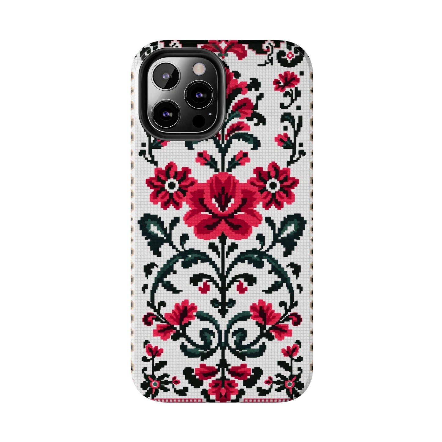 Traditional Floral Knit Tough Phone Cases - Durable Protection with Vintage Style - for iPhone