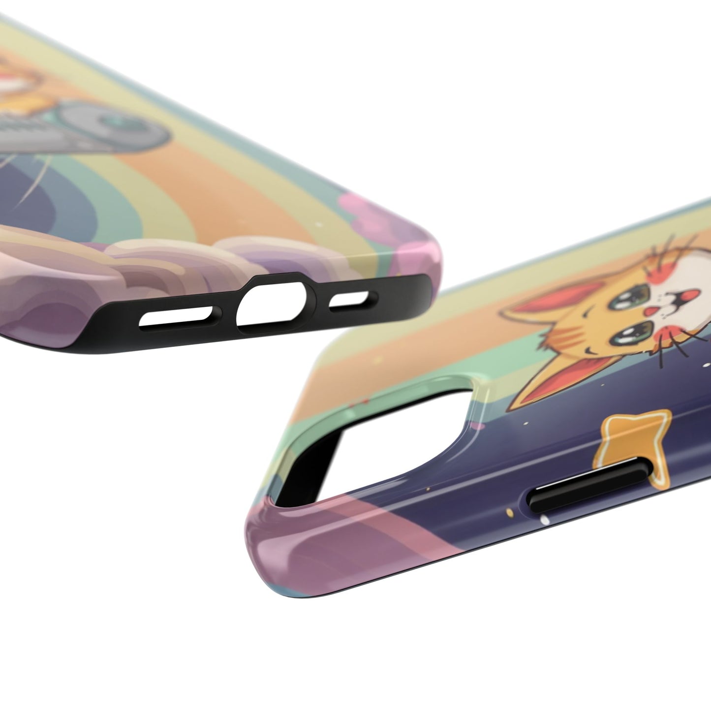 Cute Cat Rocket Phone Case - Vibrant and Playful Tough Case