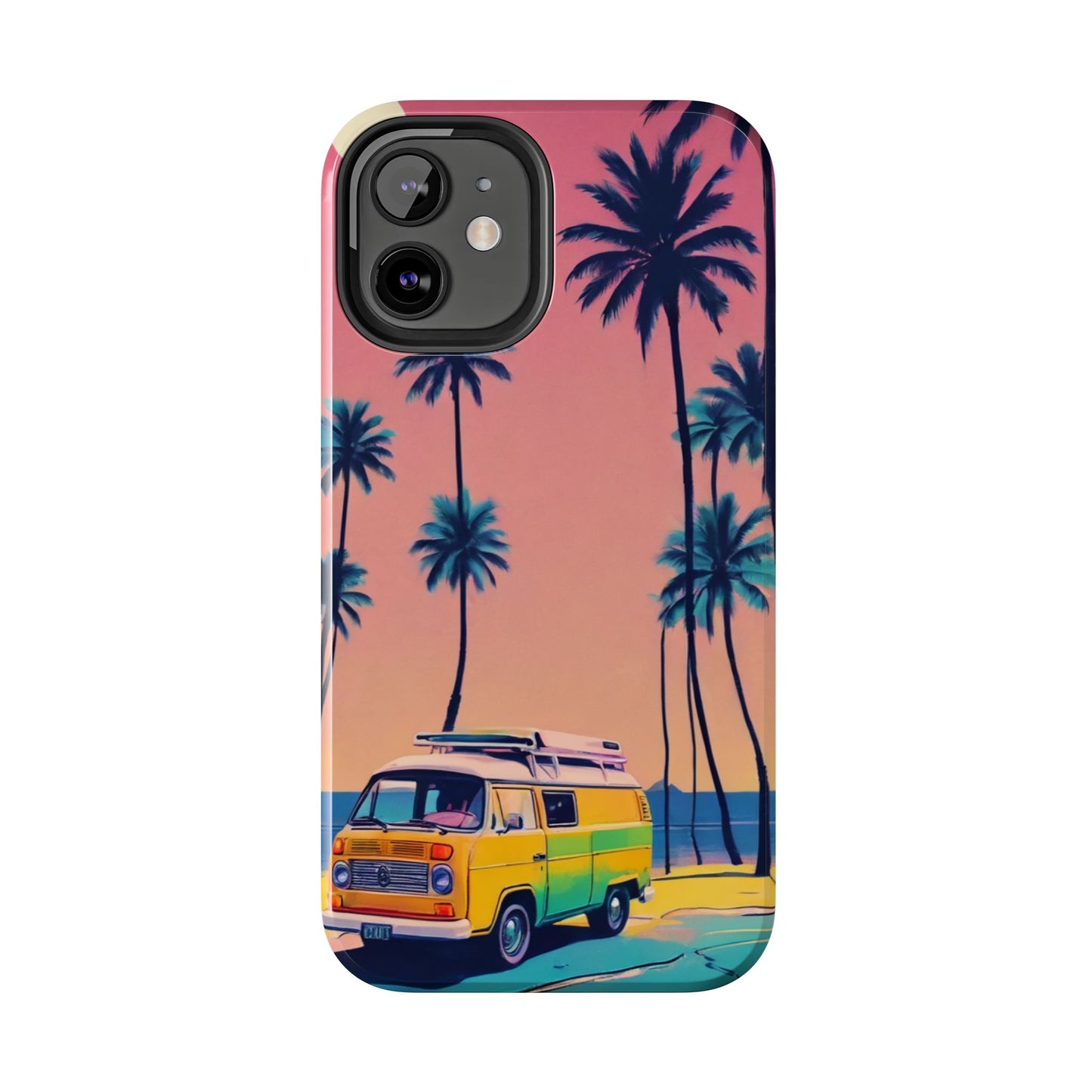 Tropical Beach Vibe Tough Phone Case - Vintage Van Design - for iPhone