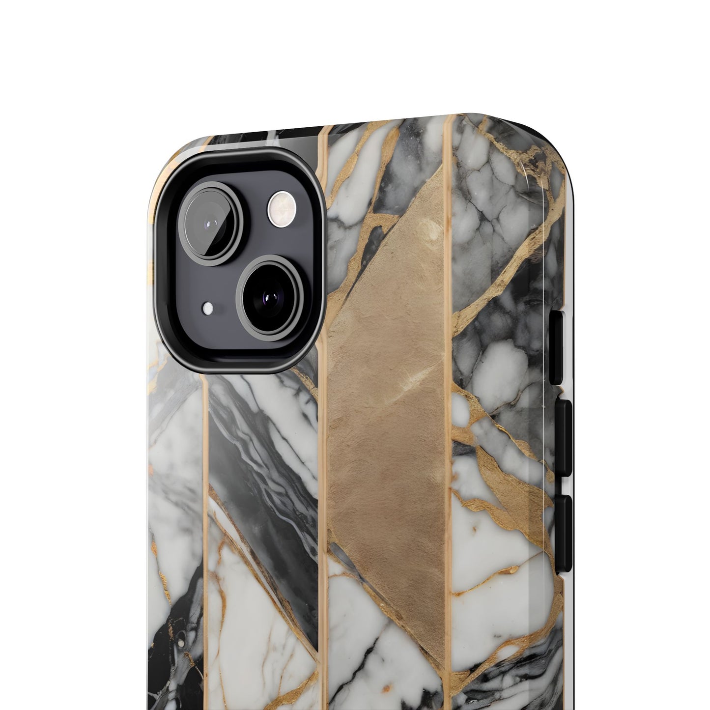 Marble Lines Tough Phone Case with Gold Accents - for iPhone