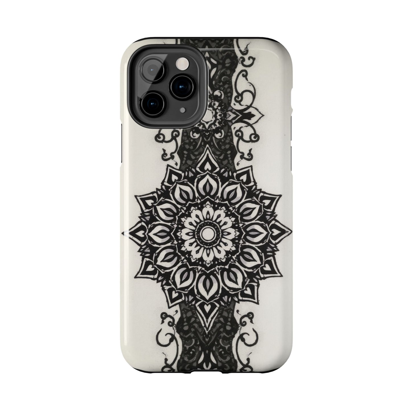 Stylish Tough Phone Cases with Dark Mandala Design - Durable and Unique Protection - for iPhone