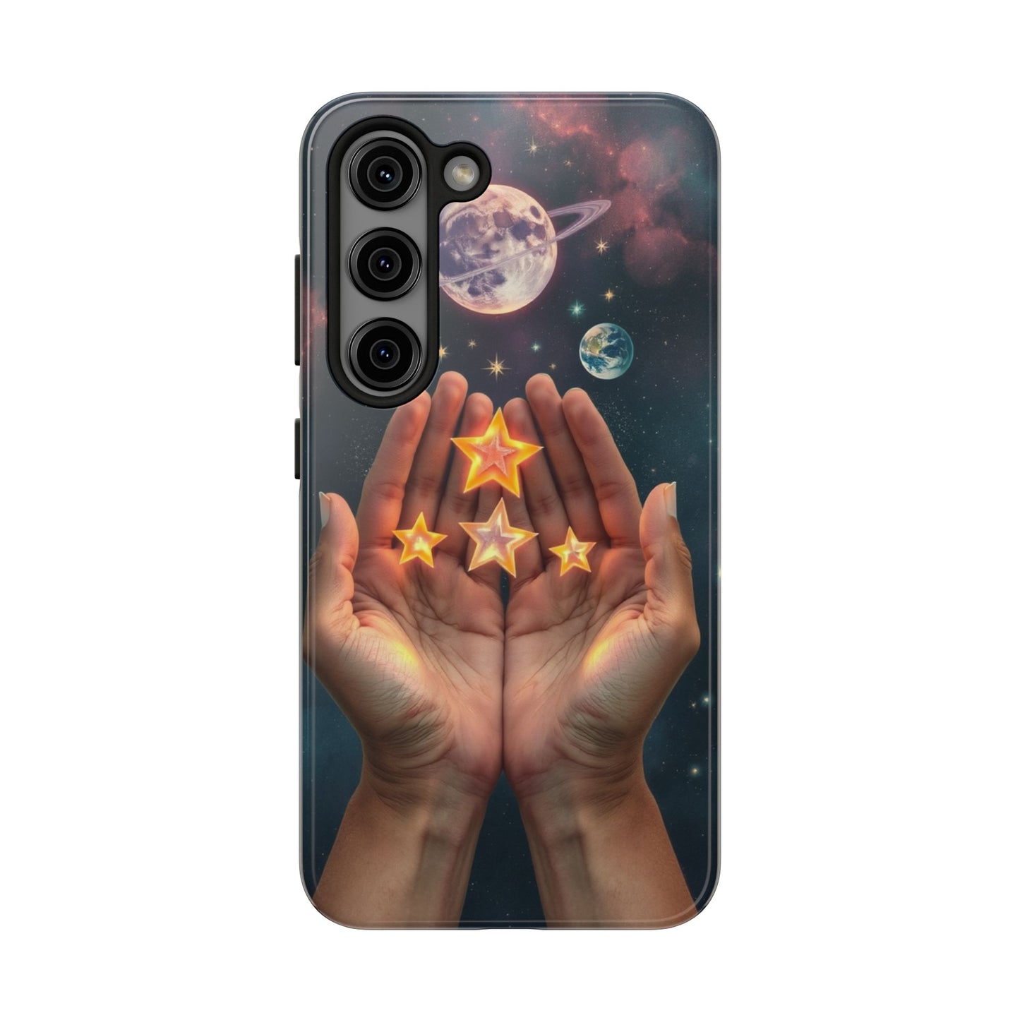 Galaxy Hands Tough Phone Case - Celestial Design for Star Lovers