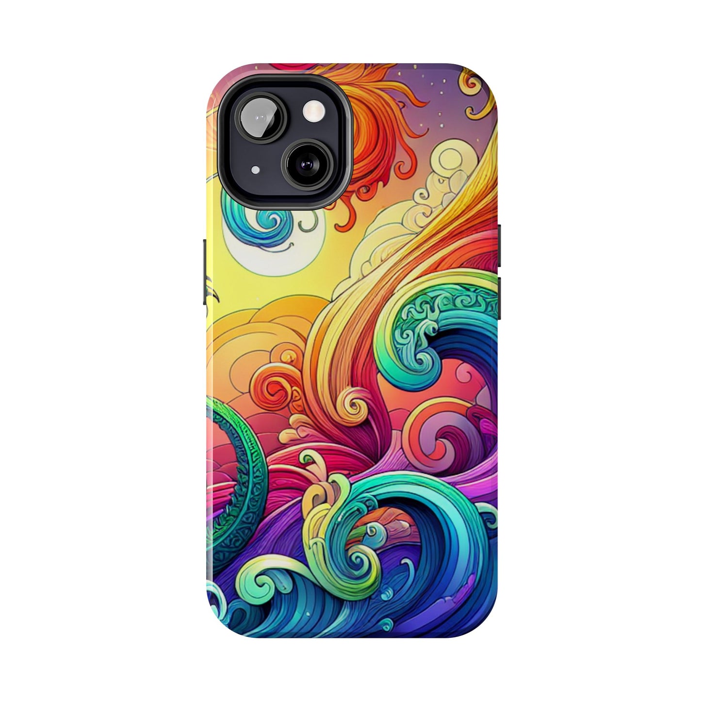 Fantasy Ocean Waves Tough Phone Case - Colorful Protective Cover - for iPhone